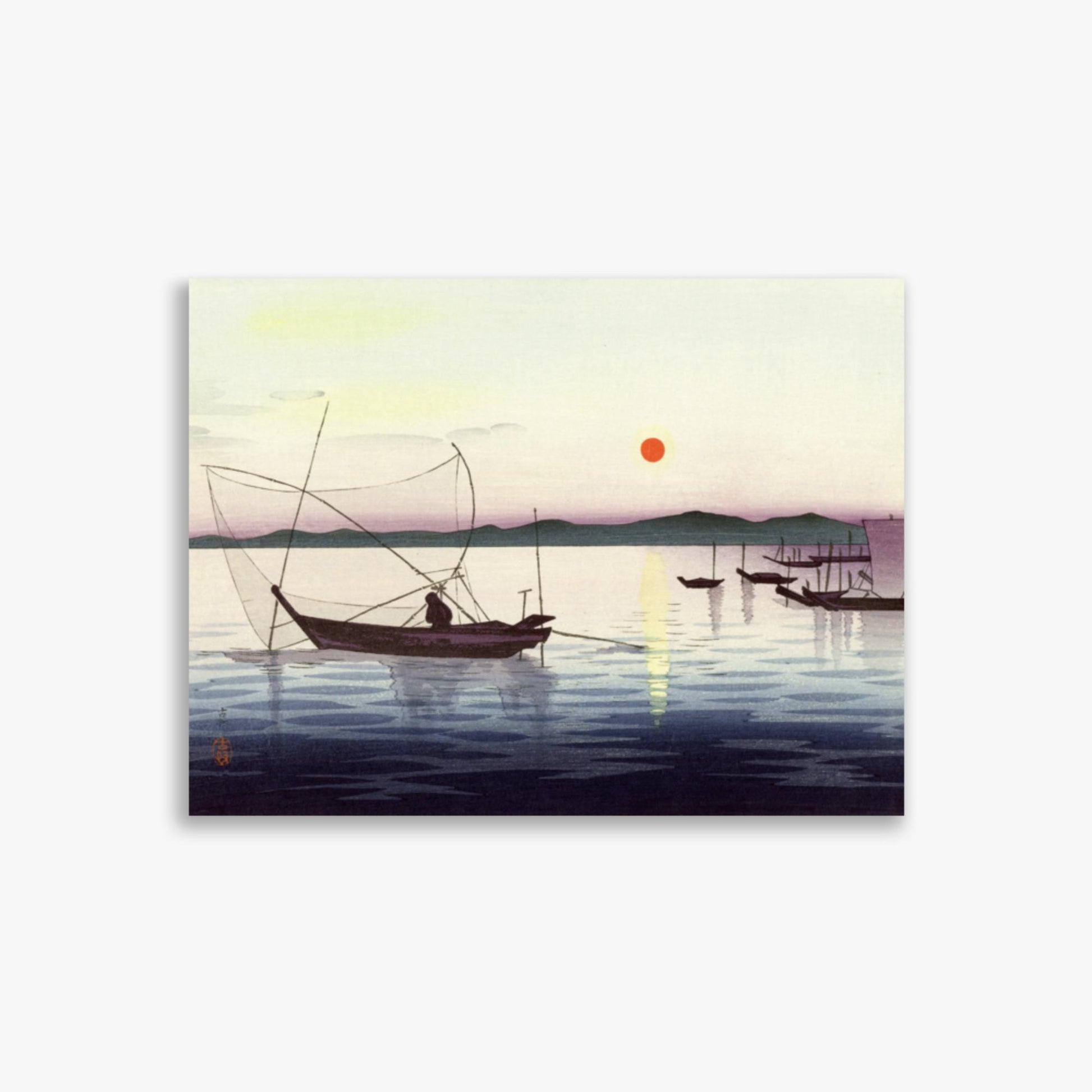 Ohara Koson: Fishing boats at sunset - 30x40 cm Poster