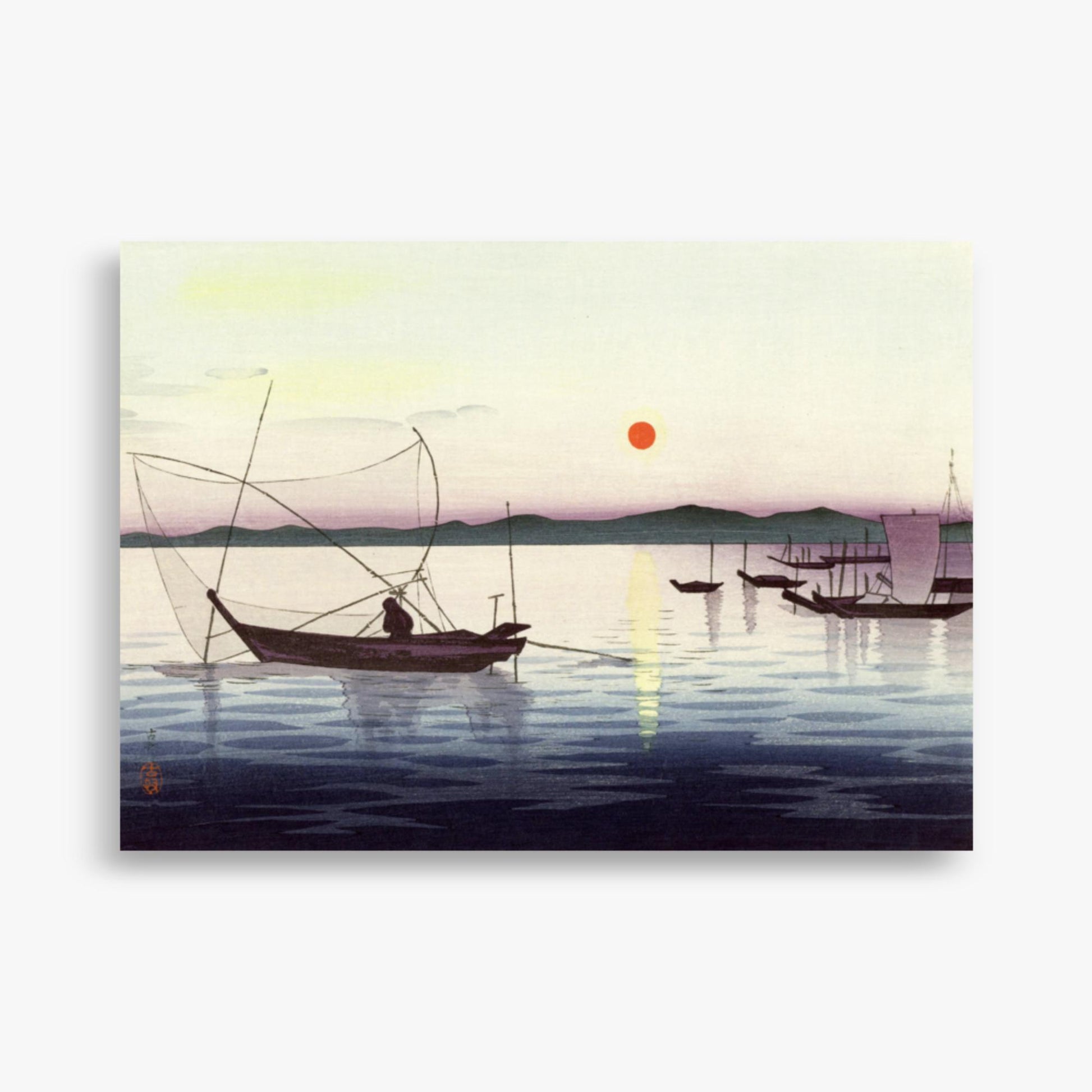 Ohara Koson: Fishing boats at sunset - 50x70 cm Poster