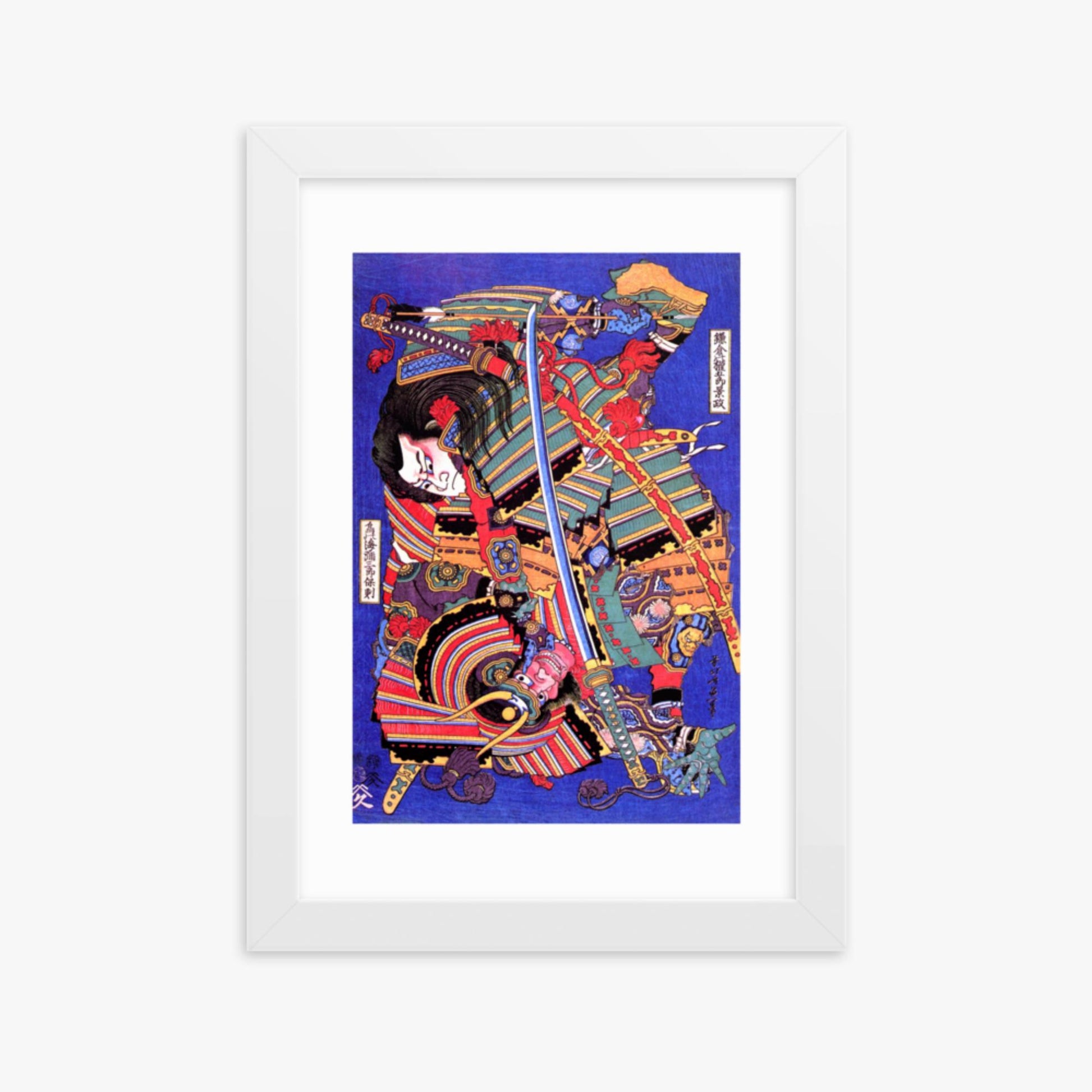 Katsushika Hokusai: Kengoro warrior - 21x30 cm Poster With White Frame