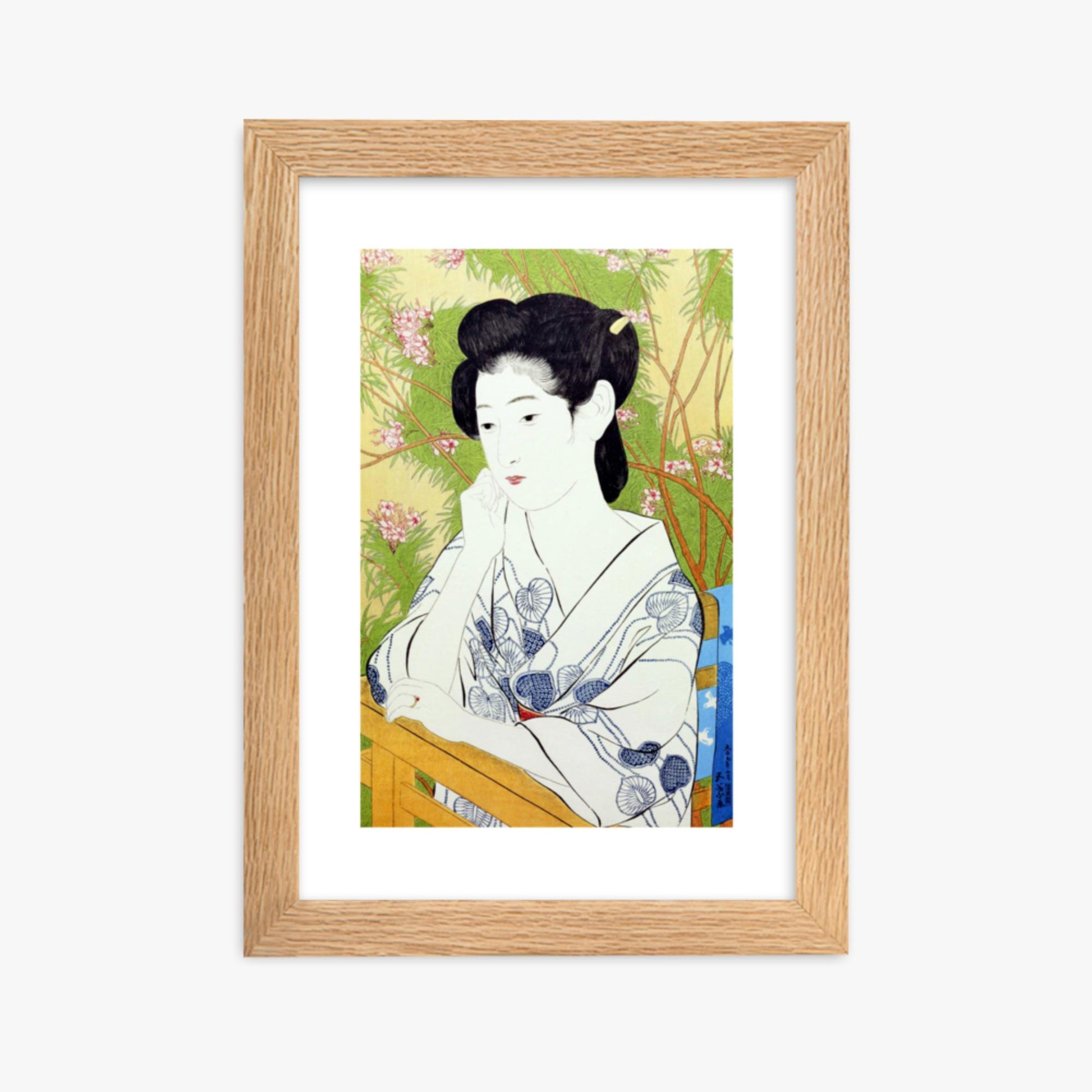 Goyō Hashiguchi: At a hot springs inn - 21x30 cm Poster With Oak Frame