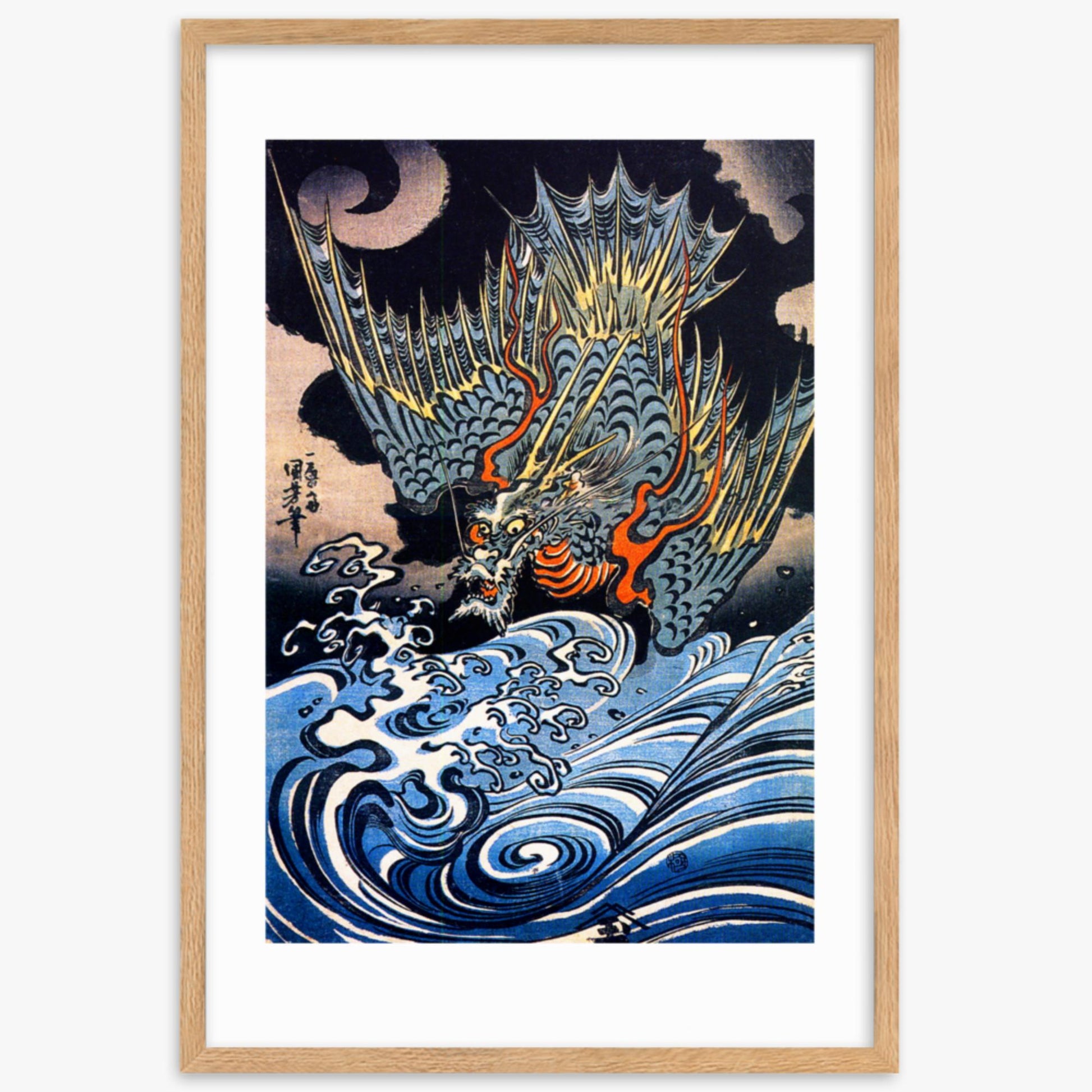 Utagawa Kuniyoshi: A Japanese sea dragon - 61x91 cm Poster With Oak Frame