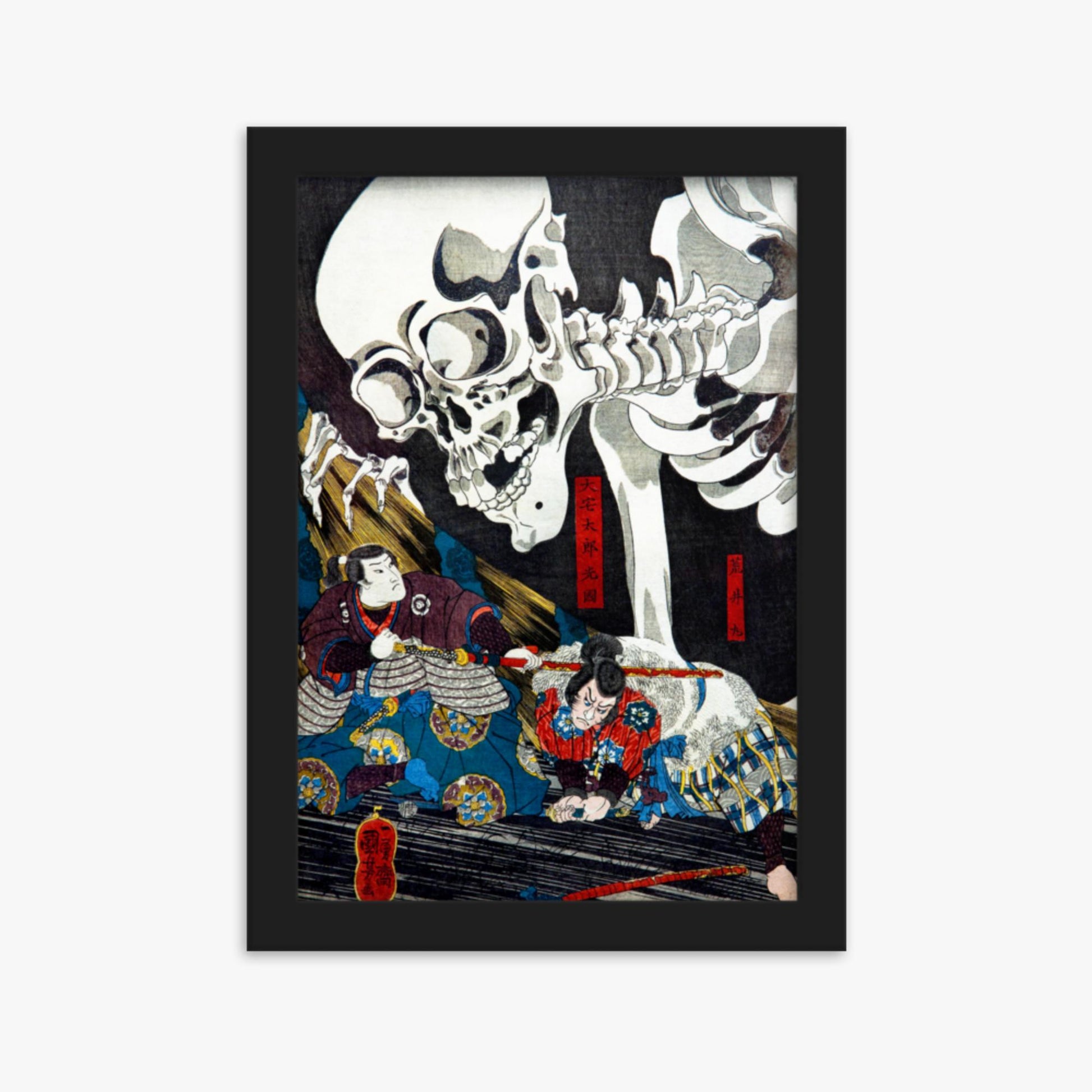 Utagawa Kuniyoshi: Princess Takiyasha Calling up a Monstruous Skeleton Specter at the Old Palace in Sōma - 21x30 cm Poster With Black Frame