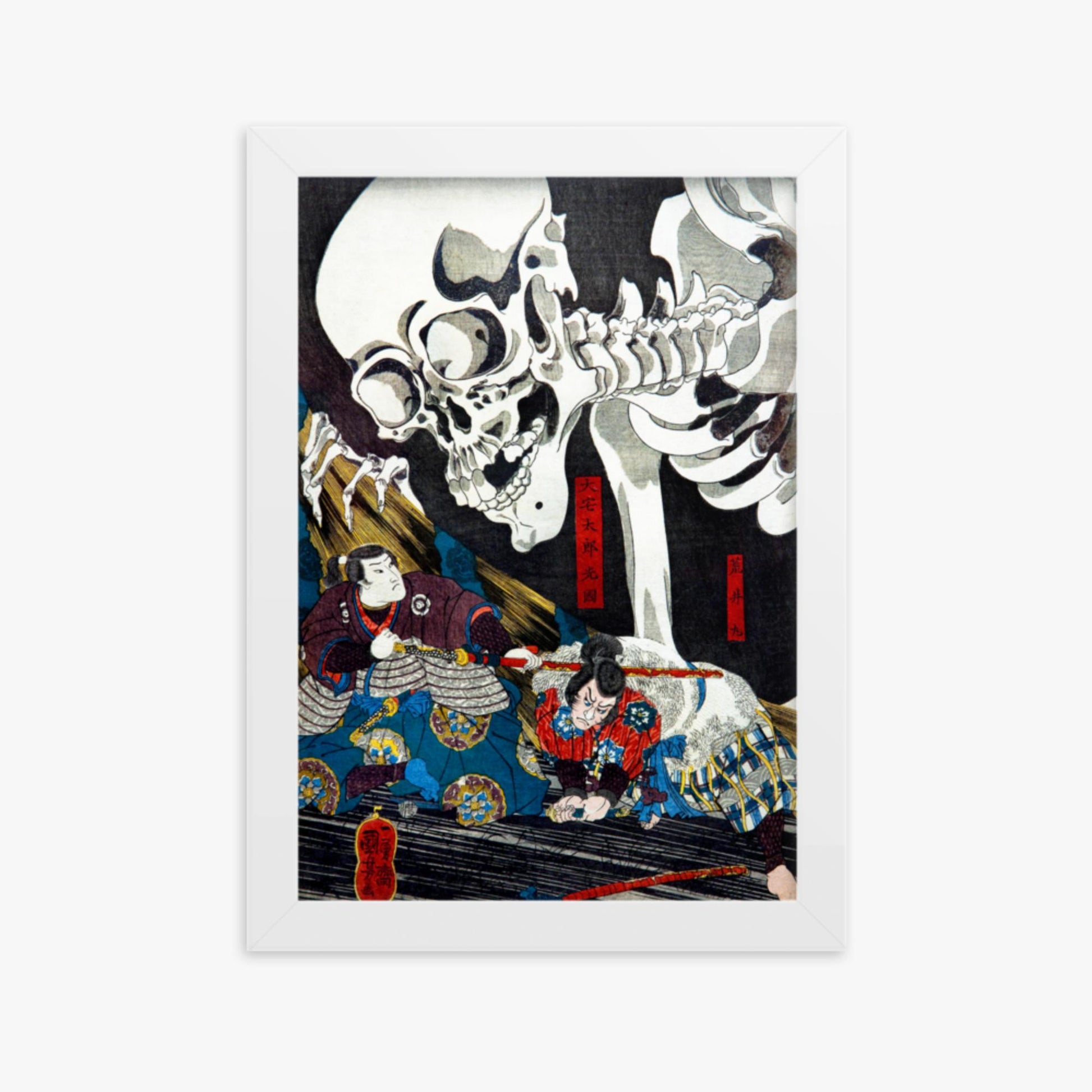 Utagawa Kuniyoshi: Princess Takiyasha Calling up a Monstruous Skeleton Specter at the Old Palace in Sōma - 21x30 cm Poster With White Frame