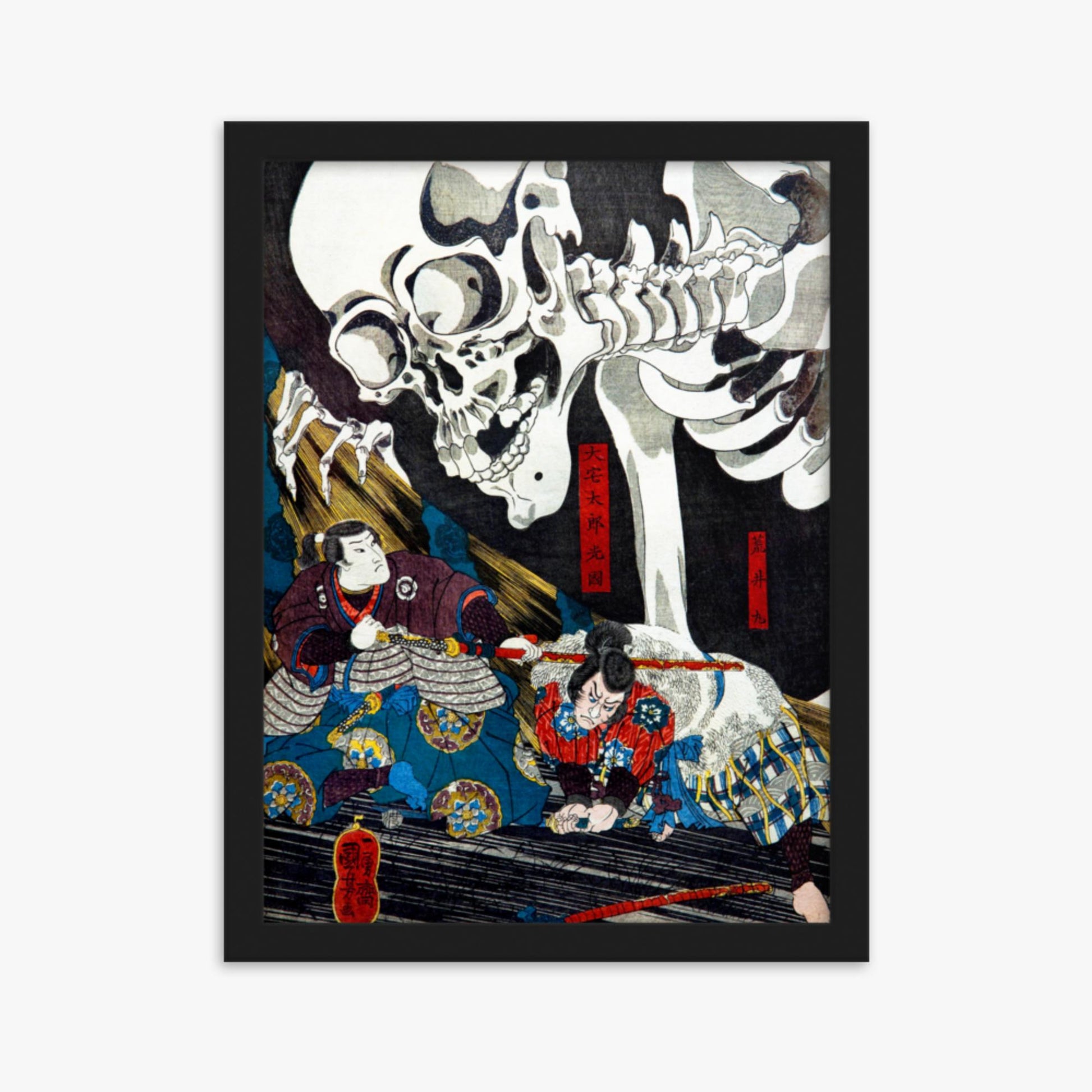 Utagawa Kuniyoshi: Princess Takiyasha Calling up a Monstruous Skeleton Specter at the Old Palace in Sōma - 30x40 cm Poster With Black Frame