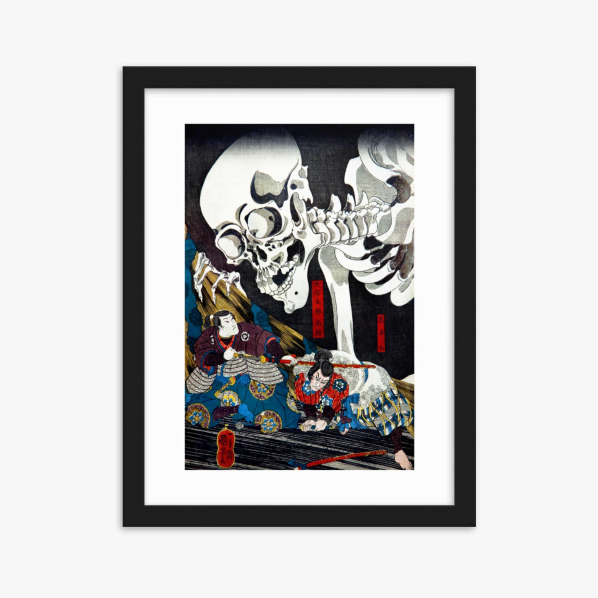 Utagawa Kuniyoshi: Princess Takiyasha Calling up a Monstruous Skeleton Specter at the Old Palace in Sōma - 30x40 cm Poster With Black Frame