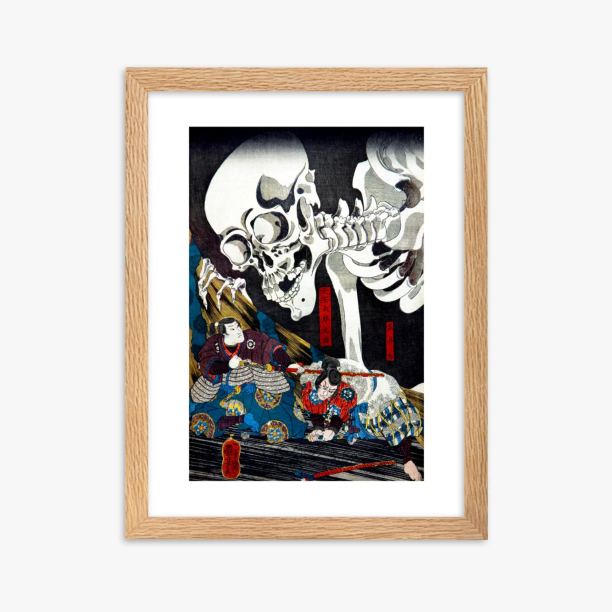 Utagawa Kuniyoshi: Princess Takiyasha Calling up a Monstruous Skeleton Specter at the Old Palace in Sōma - 30x40 cm Poster With Oak Frame