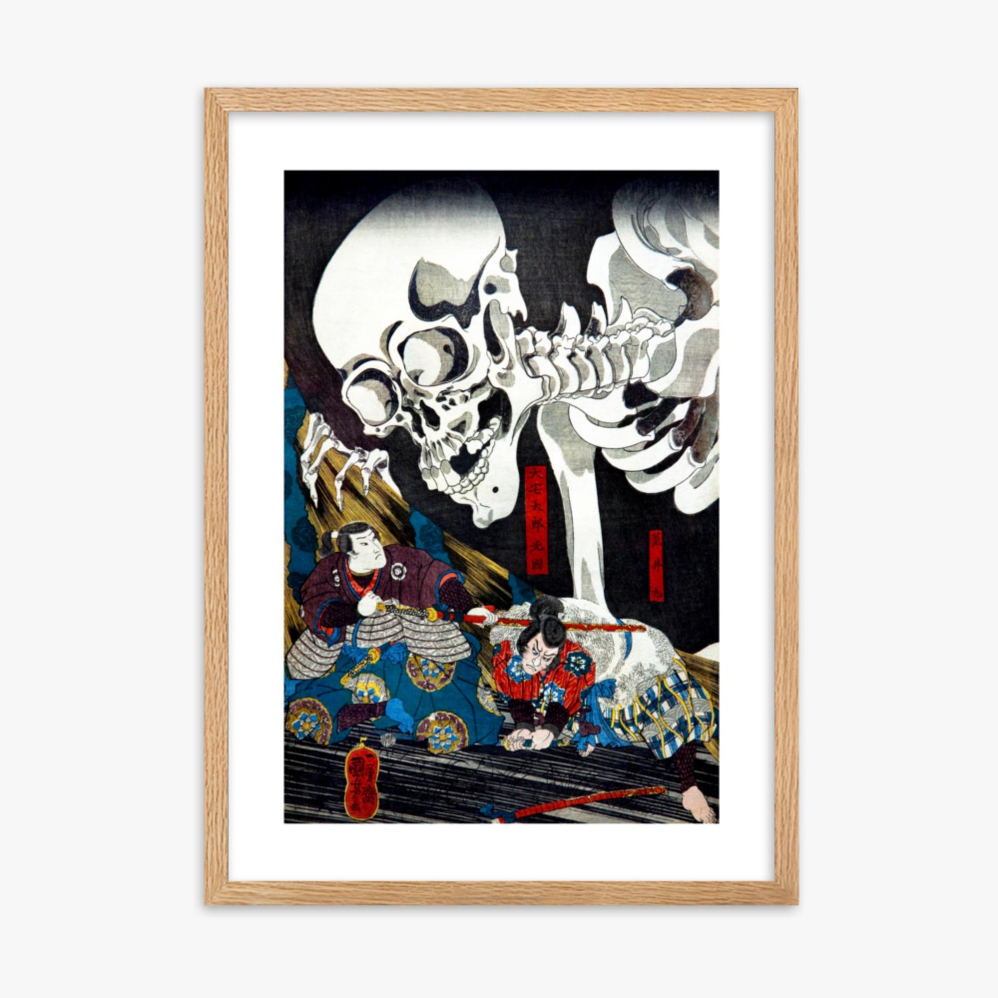 Utagawa Kuniyoshi: Princess Takiyasha Calling up a Monstruous Skeleton Specter at the Old Palace in Sōma - 50x70 cm Poster With Oak Frame