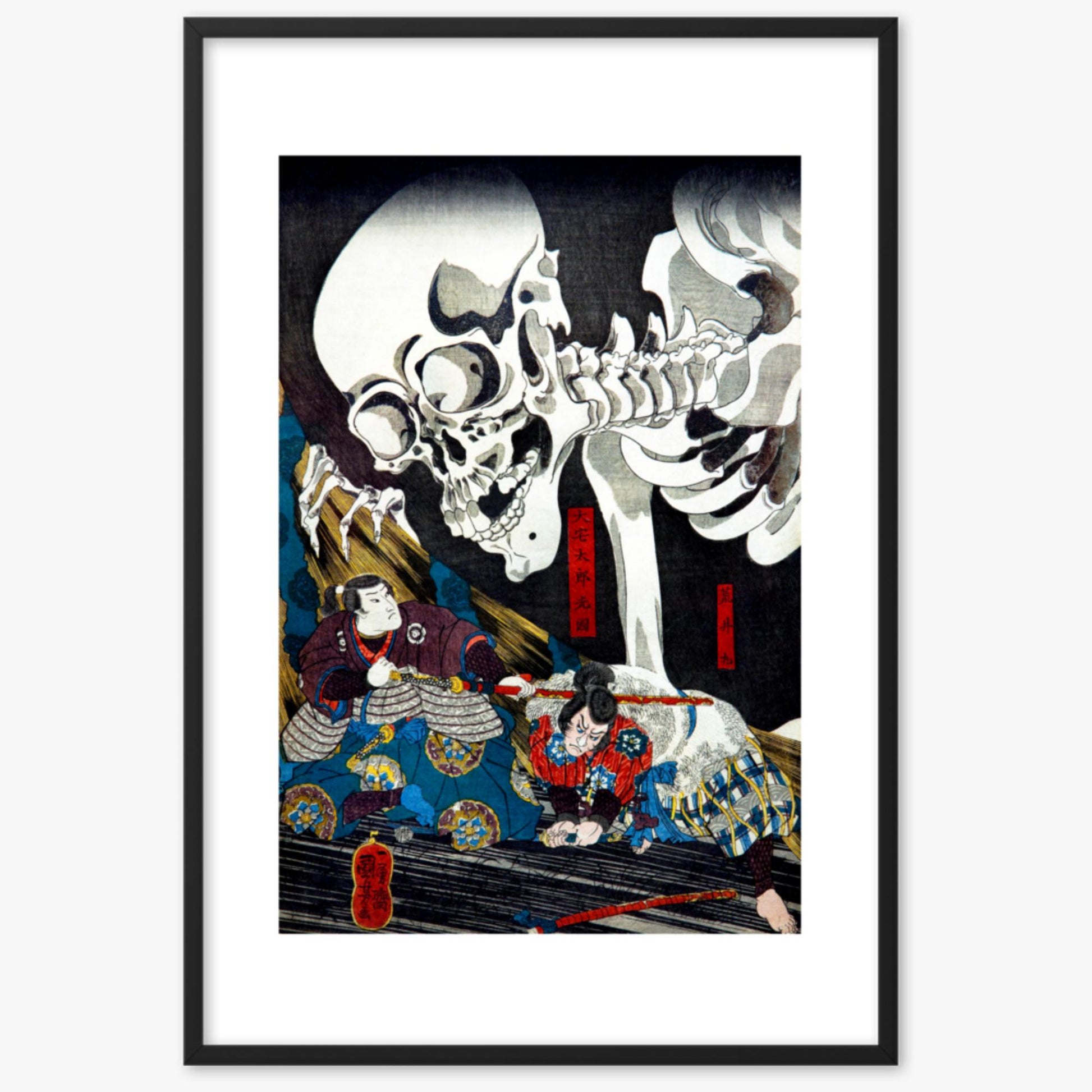 Utagawa Kuniyoshi: Princess Takiyasha Calling up a Monstruous Skeleton Specter at the Old Palace in Sōma - 61x91 cm Poster With Black Frame