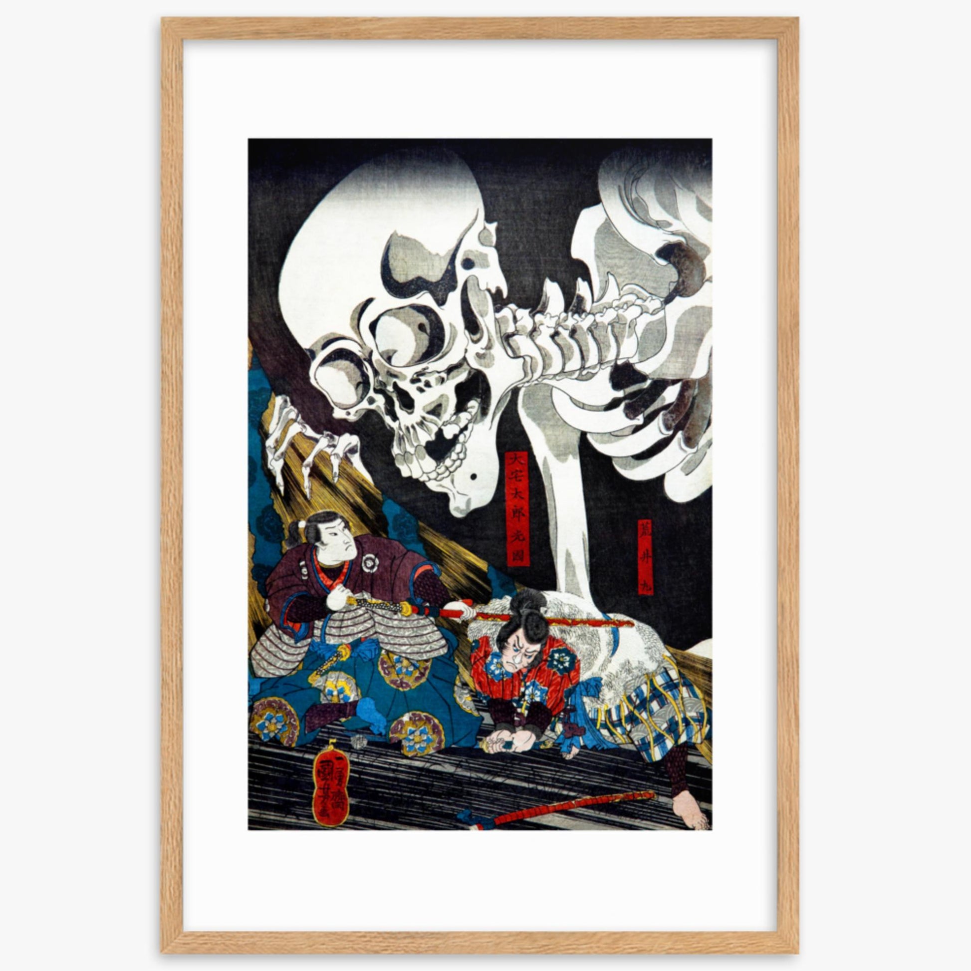 Utagawa Kuniyoshi: Princess Takiyasha Calling up a Monstruous Skeleton Specter at the Old Palace in Sōma - 61x91 cm Poster With Oak Frame