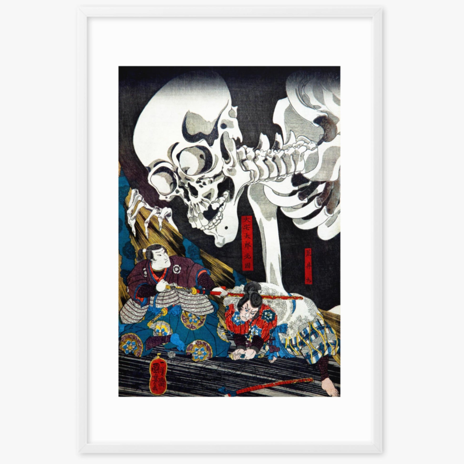 Utagawa Kuniyoshi: Princess Takiyasha Calling up a Monstruous Skeleton Specter at the Old Palace in Sōma - 61x91 cm Poster With White Frame