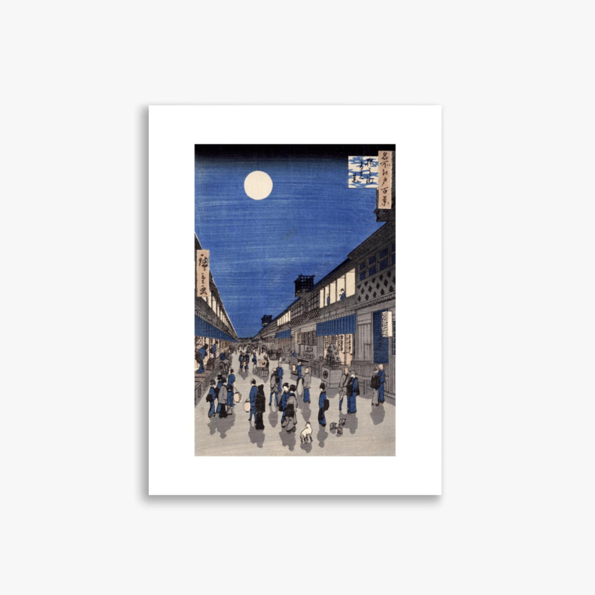 Utagawa Hiroshige: Night time view of Saruwaka Street, from 'Meisho Edo Hyakkei' - 30x40 cm Poster