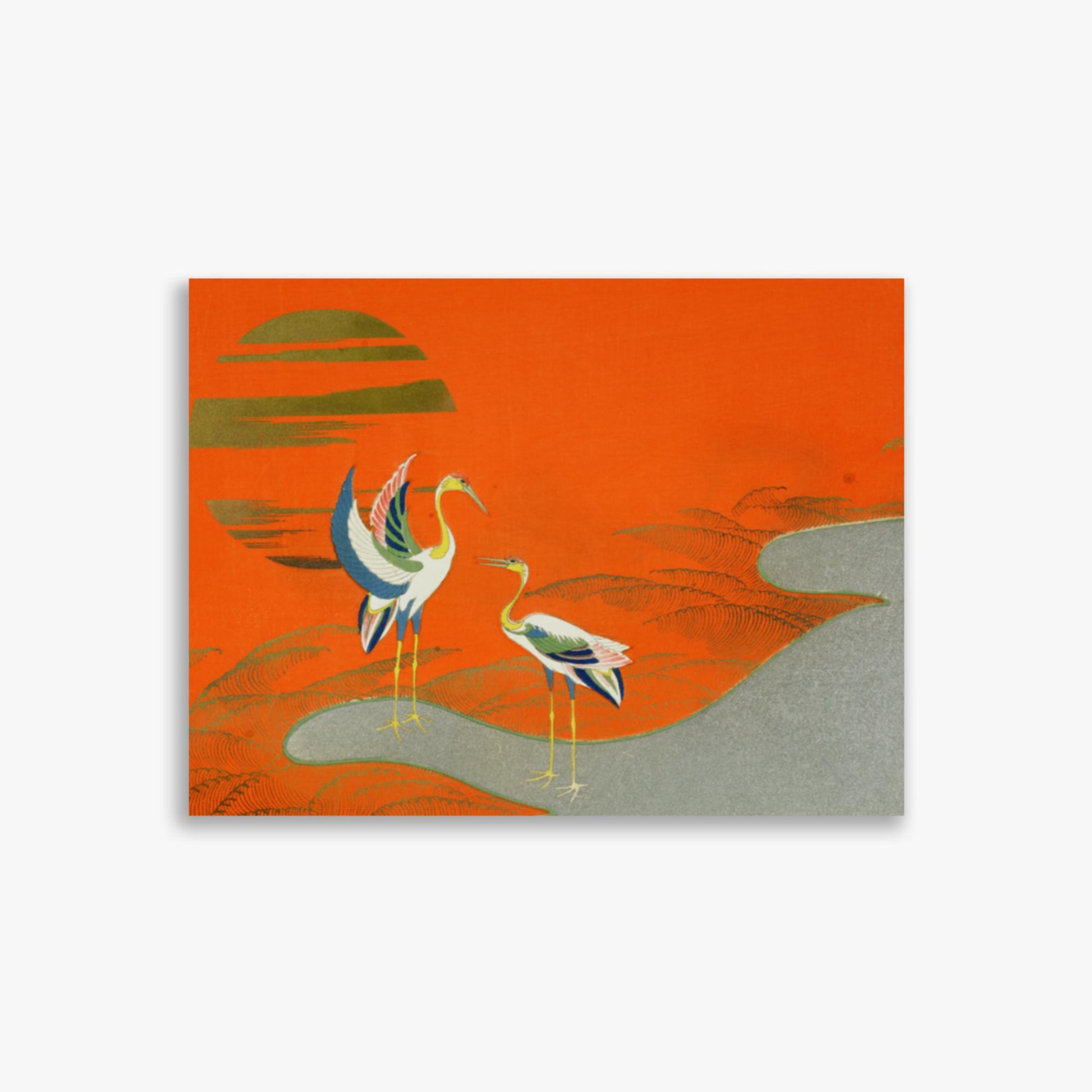 Kamisaka Sekka: Birds at sunset on the lake - 30x40 cm Poster