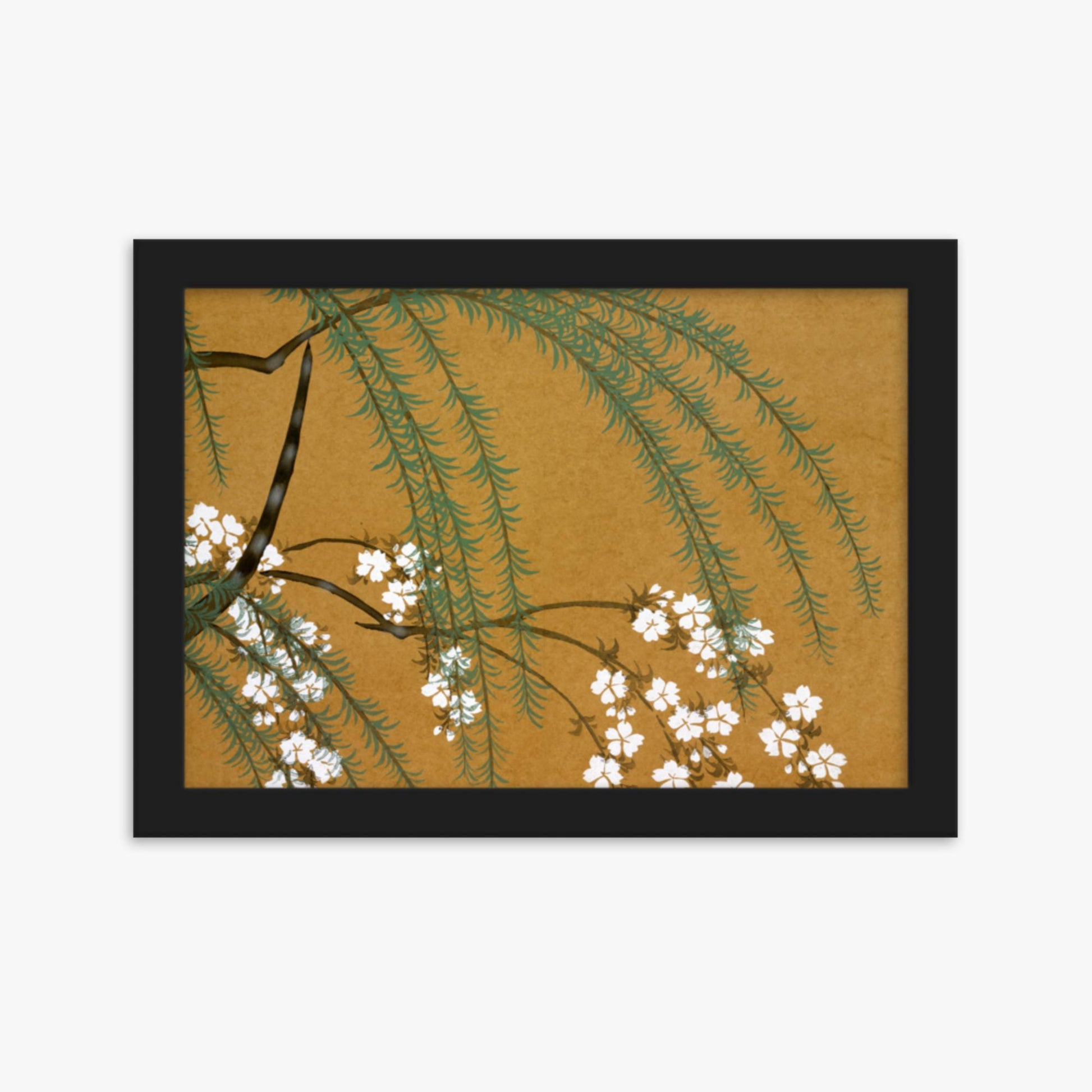 Kamisaka Sekka: Yanagi Sakura, from Momoyo-gusa - 21x30 cm Poster With Black Frame