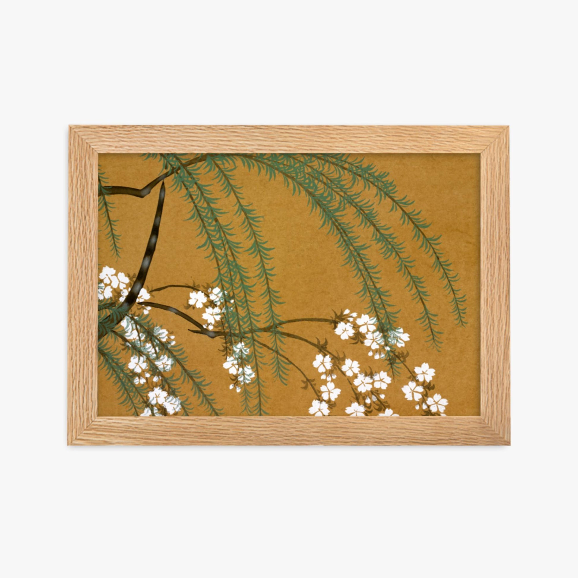 Kamisaka Sekka: Yanagi Sakura, from Momoyo-gusa - 21x30 cm Poster With Oak Frame