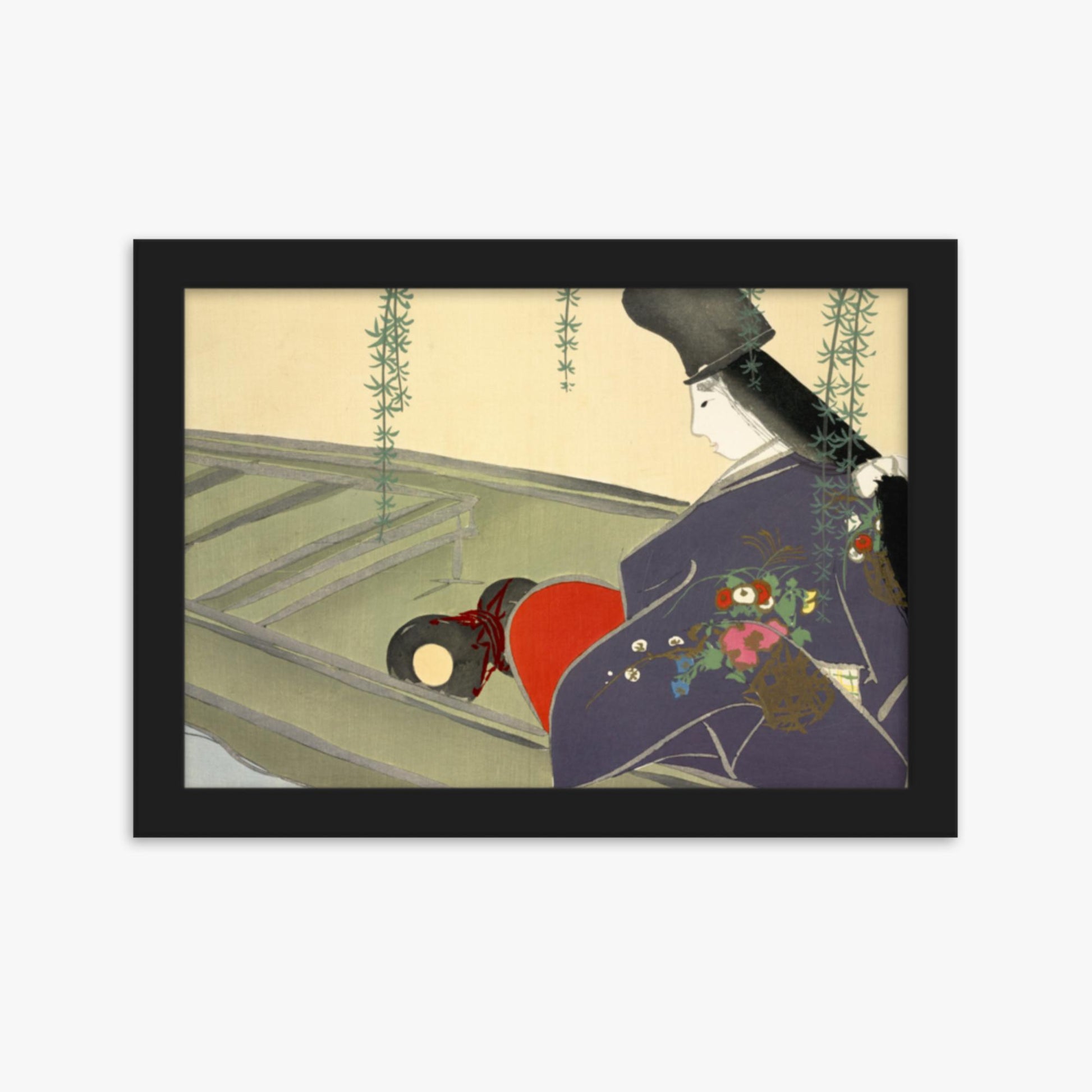 Kamisaka Sekka: Asazuma-bune, from Momoyo-gusa - 21x30 cm Poster With Black Frame