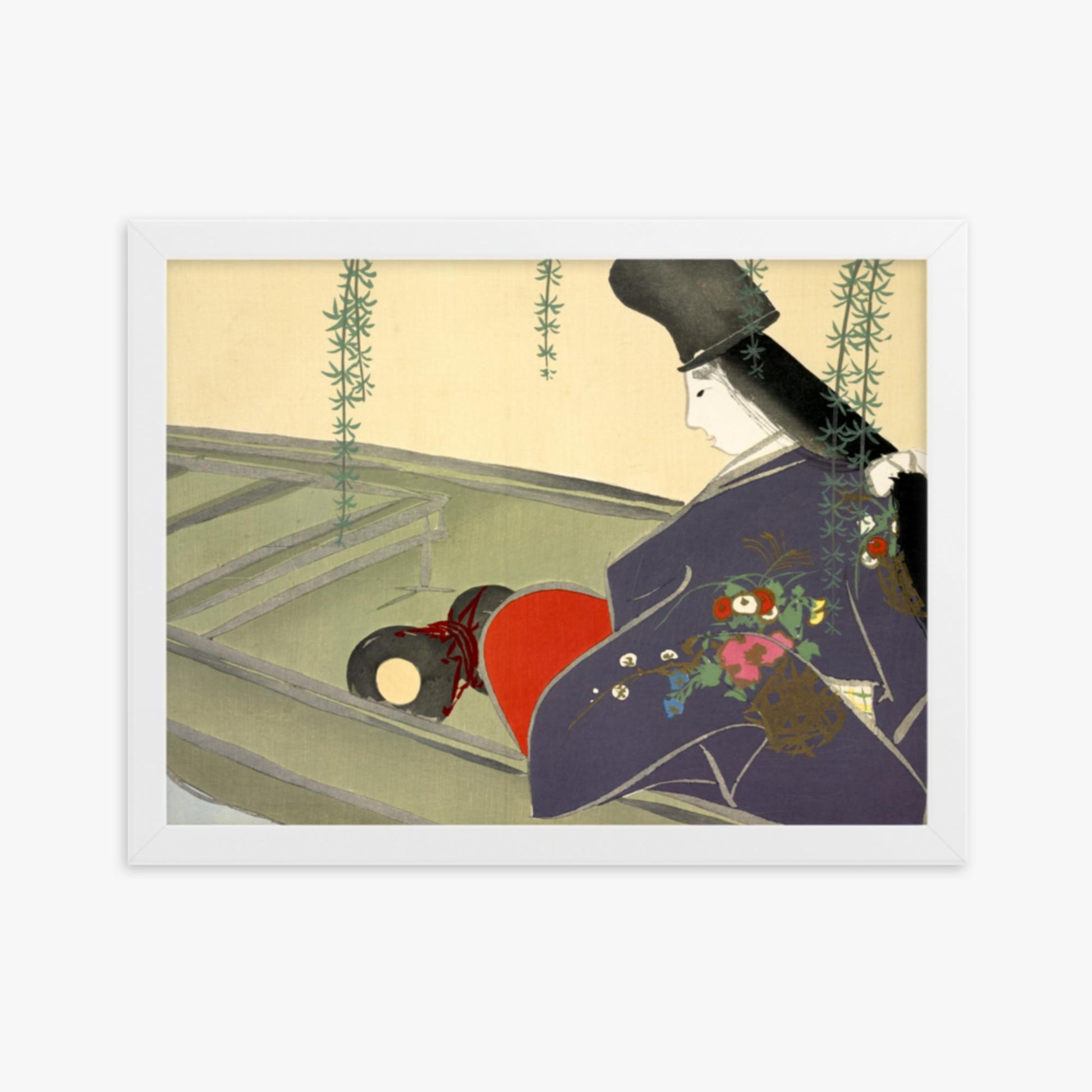 Kamisaka Sekka: Asazuma-bune, from Momoyo-gusa - 30x40 cm Poster With White Frame