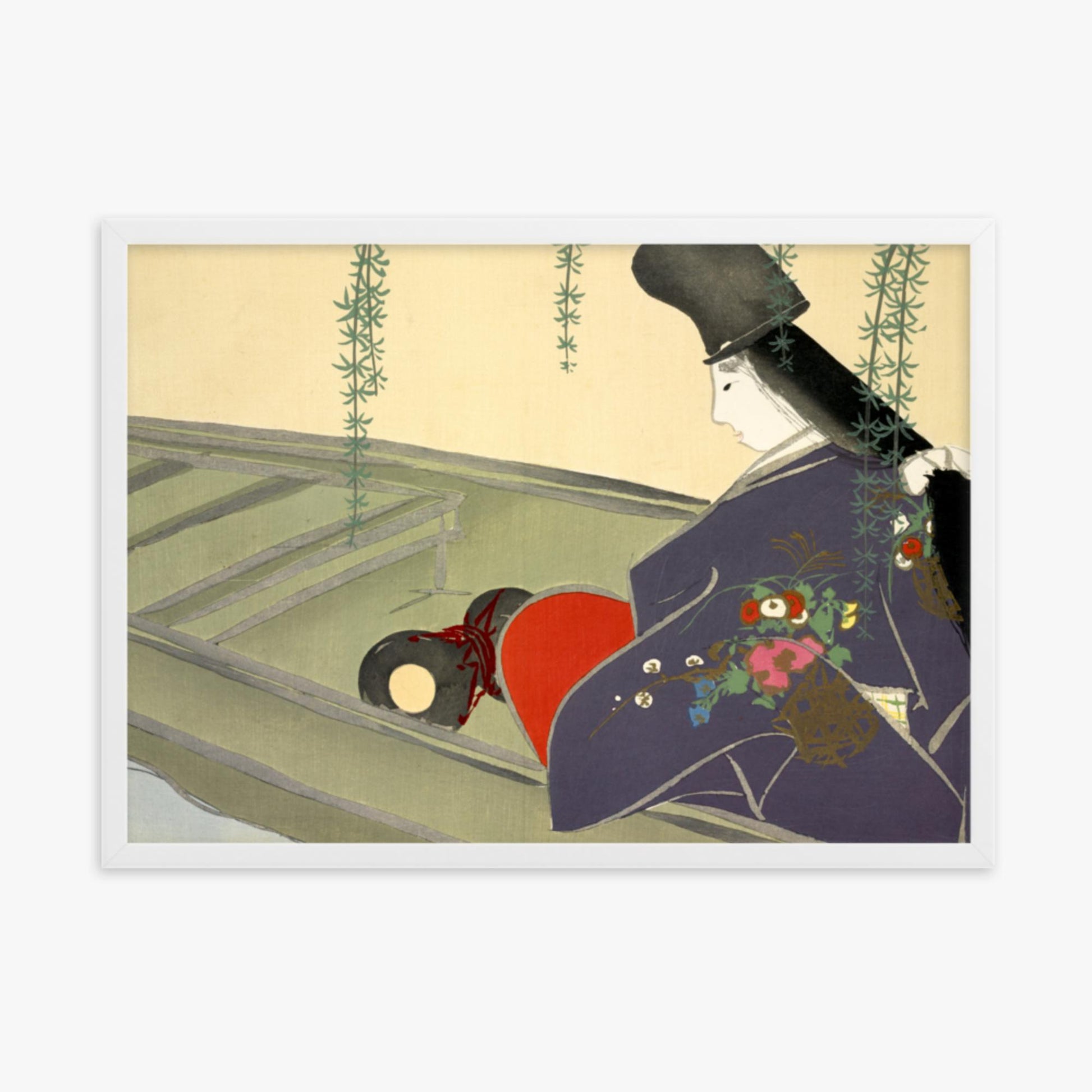 Kamisaka Sekka: Asazuma-bune, from Momoyo-gusa - 50x70 cm Poster With White Frame