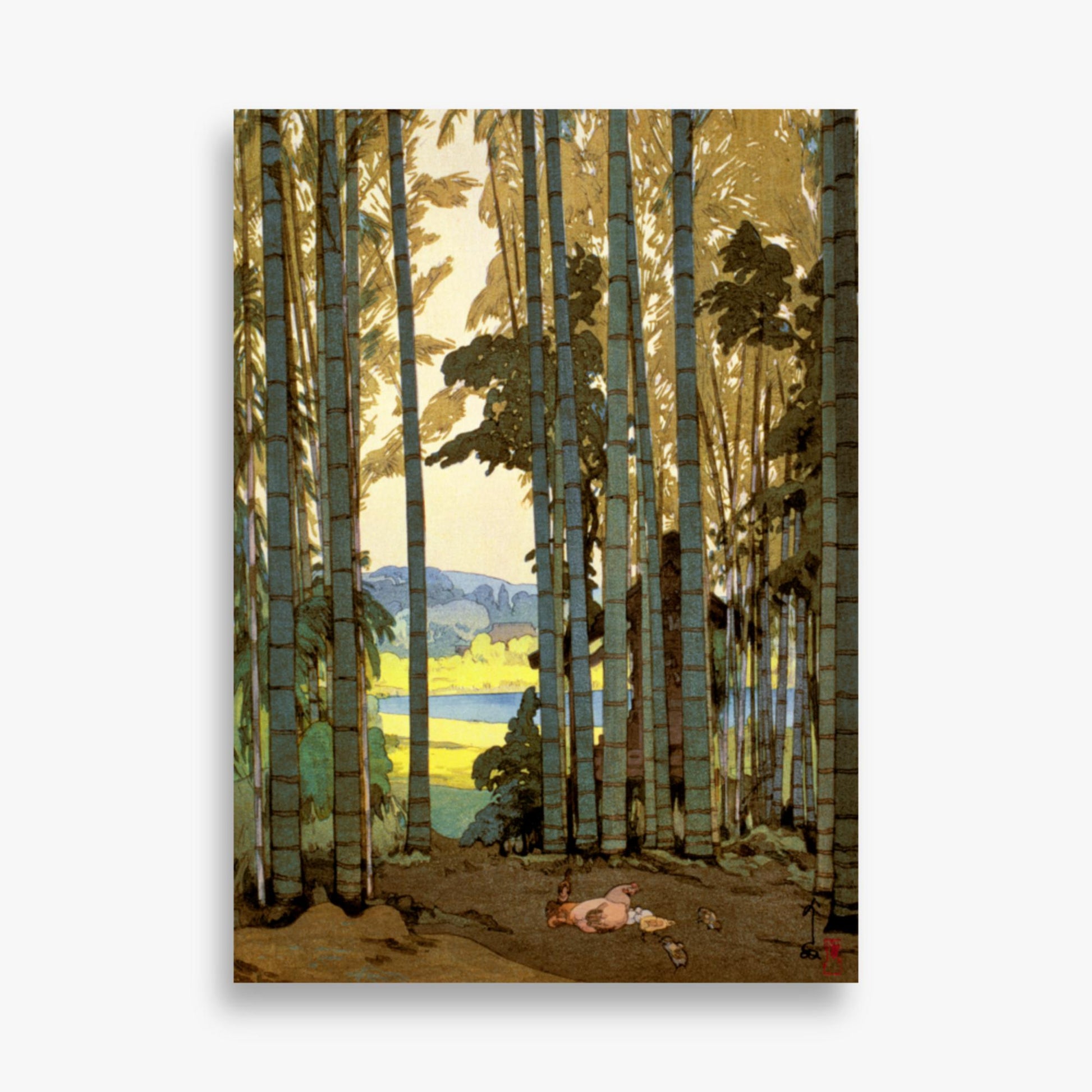 Hiroshi Yoshida: Hens in the bamboo wood - 50x70 cm Poster