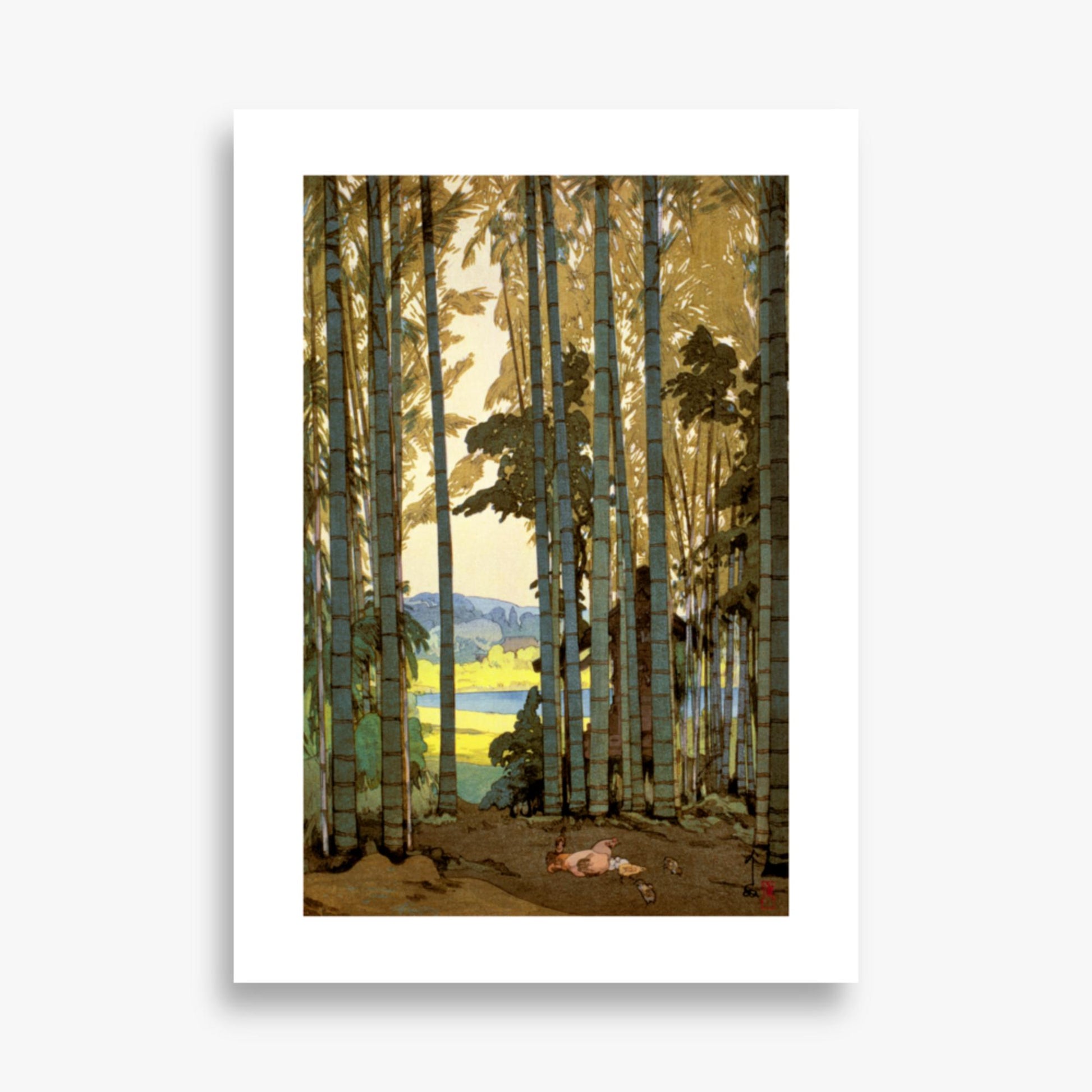 Hiroshi Yoshida: Hens in the bamboo wood - 50x70 cm Poster