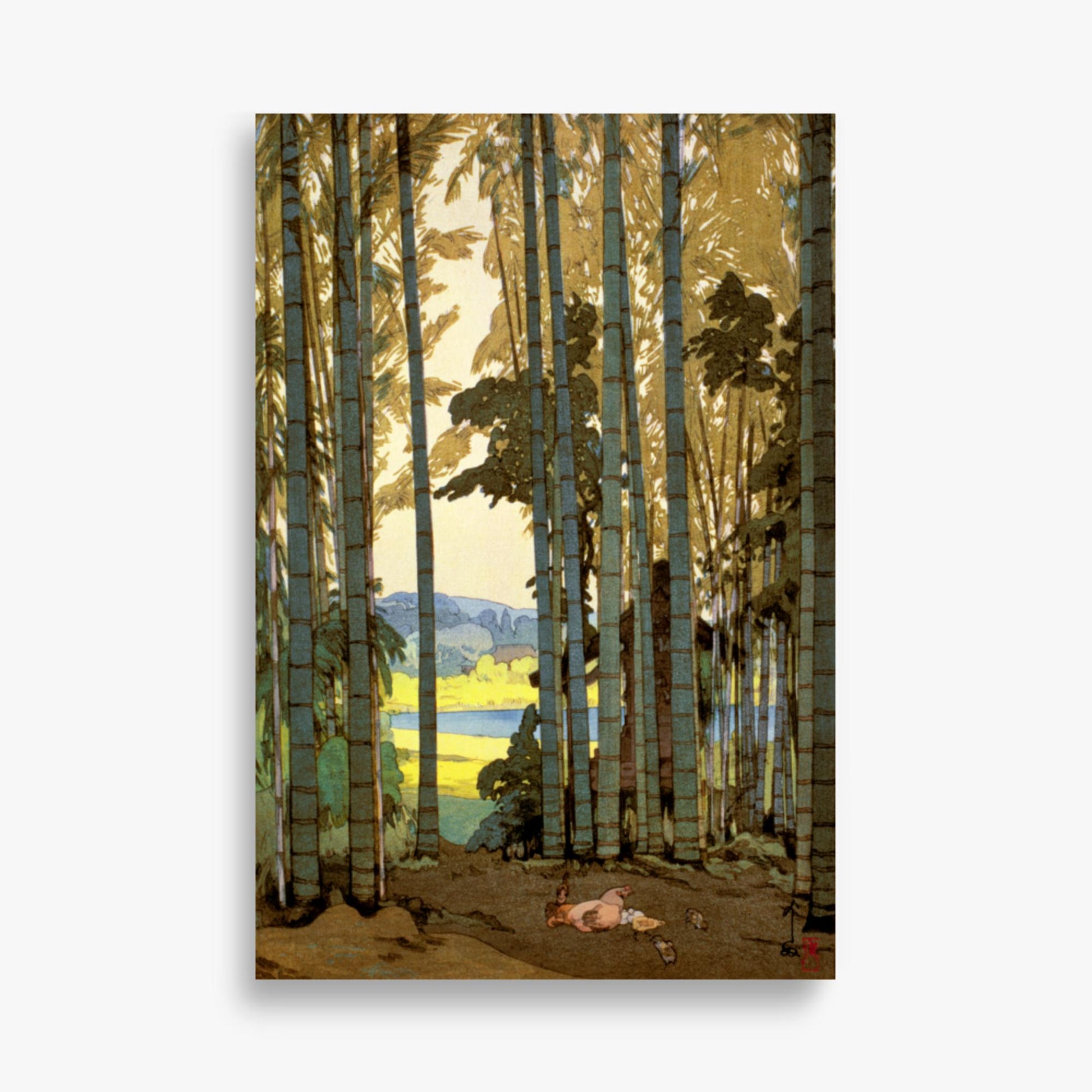 Hiroshi Yoshida: Hens in the bamboo wood - 61x91 cm Poster