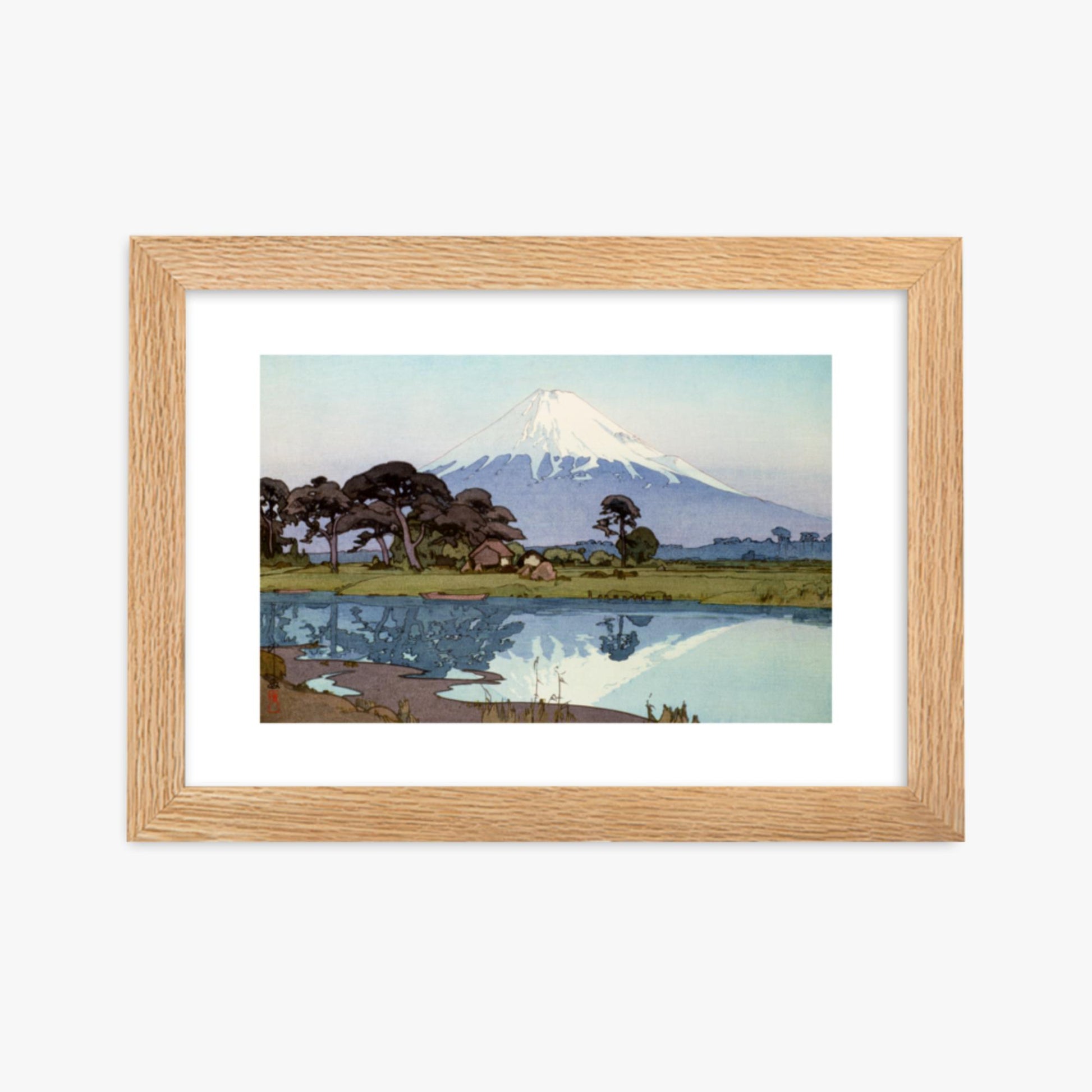 Hiroshi Yoshida: The lake at Suzakawa - 21x30 cm Poster With Oak Frame