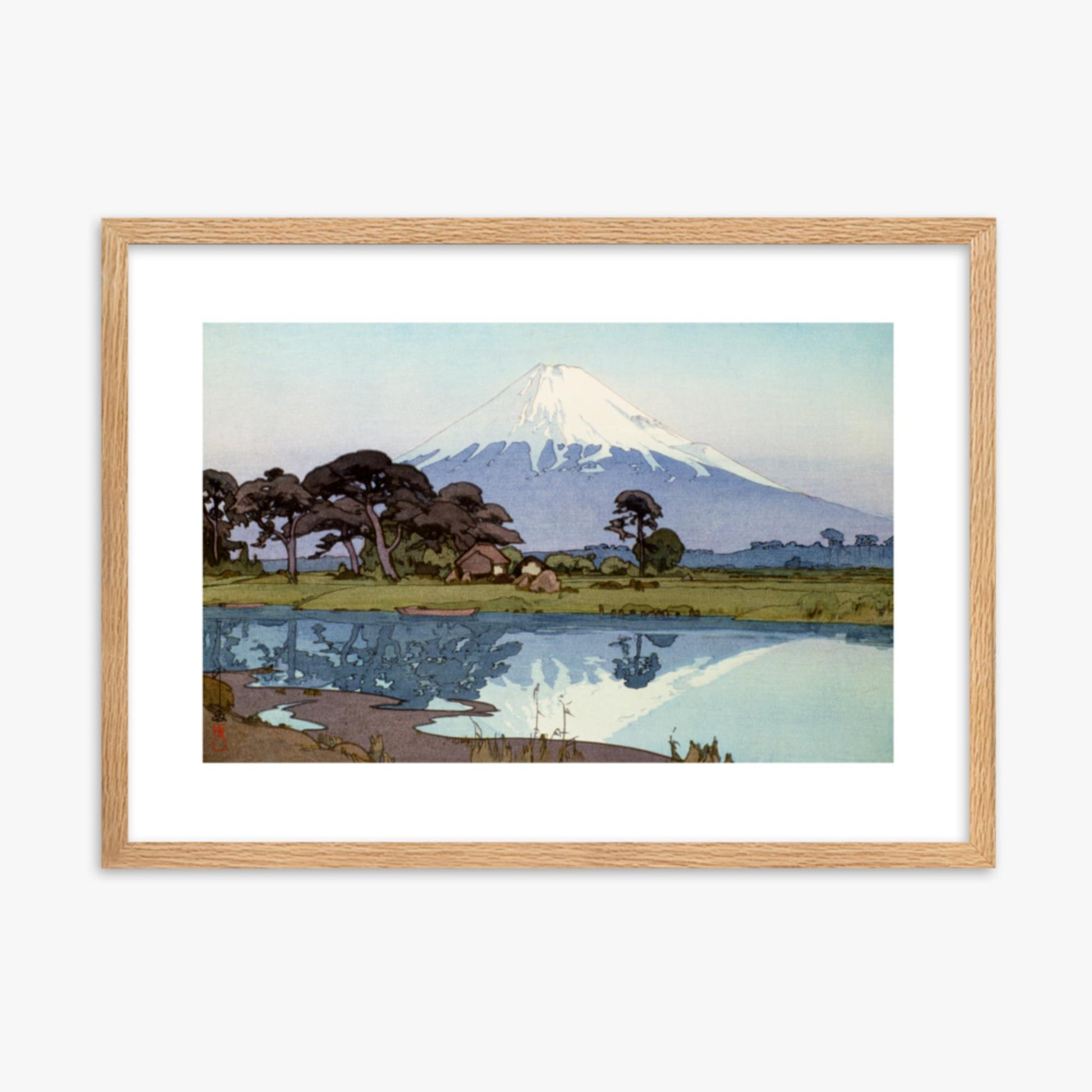 Hiroshi Yoshida: The lake at Suzakawa - 50x70 cm Poster With Oak Frame