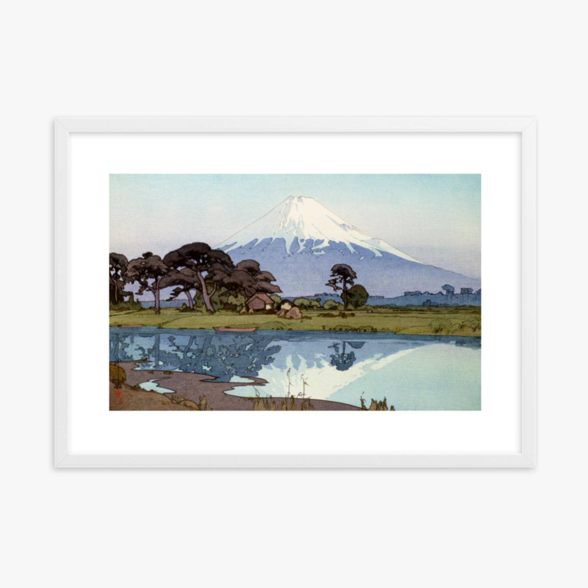 Hiroshi Yoshida: The lake at Suzakawa - 50x70 cm Poster With White Frame