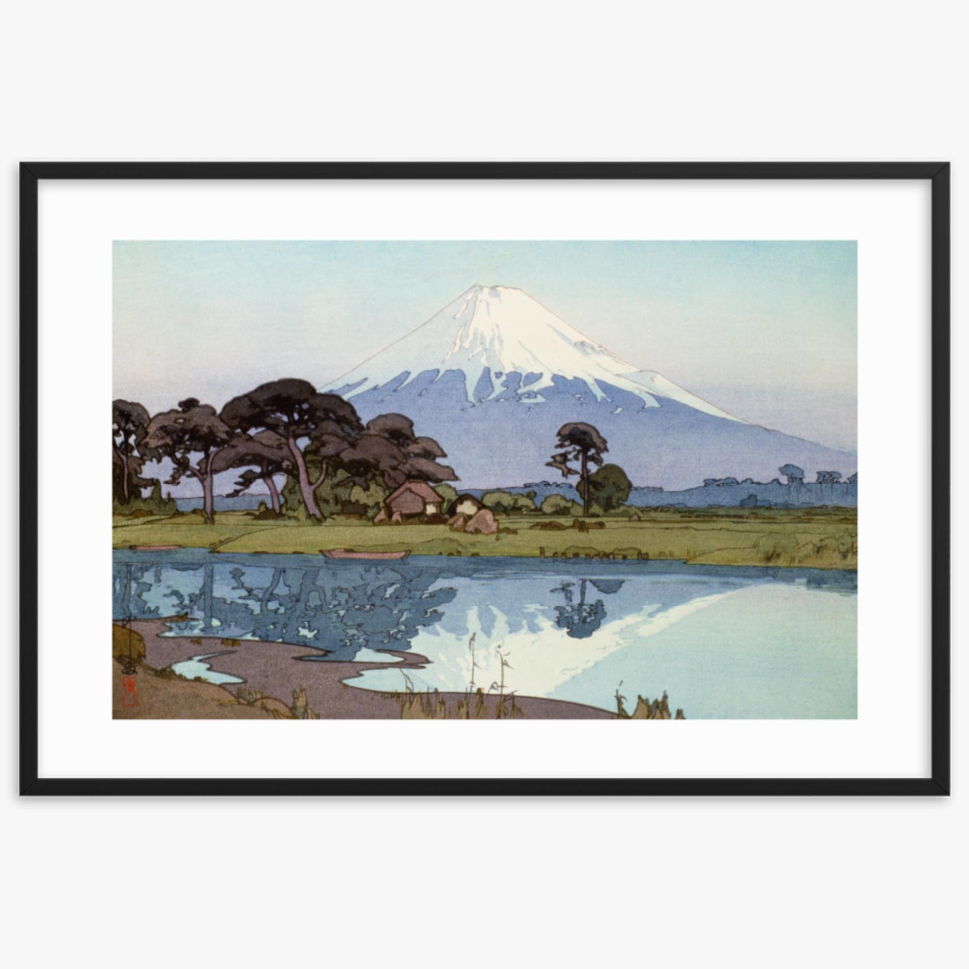 Hiroshi Yoshida: The lake at Suzakawa - 61x91 cm Poster With Black Frame