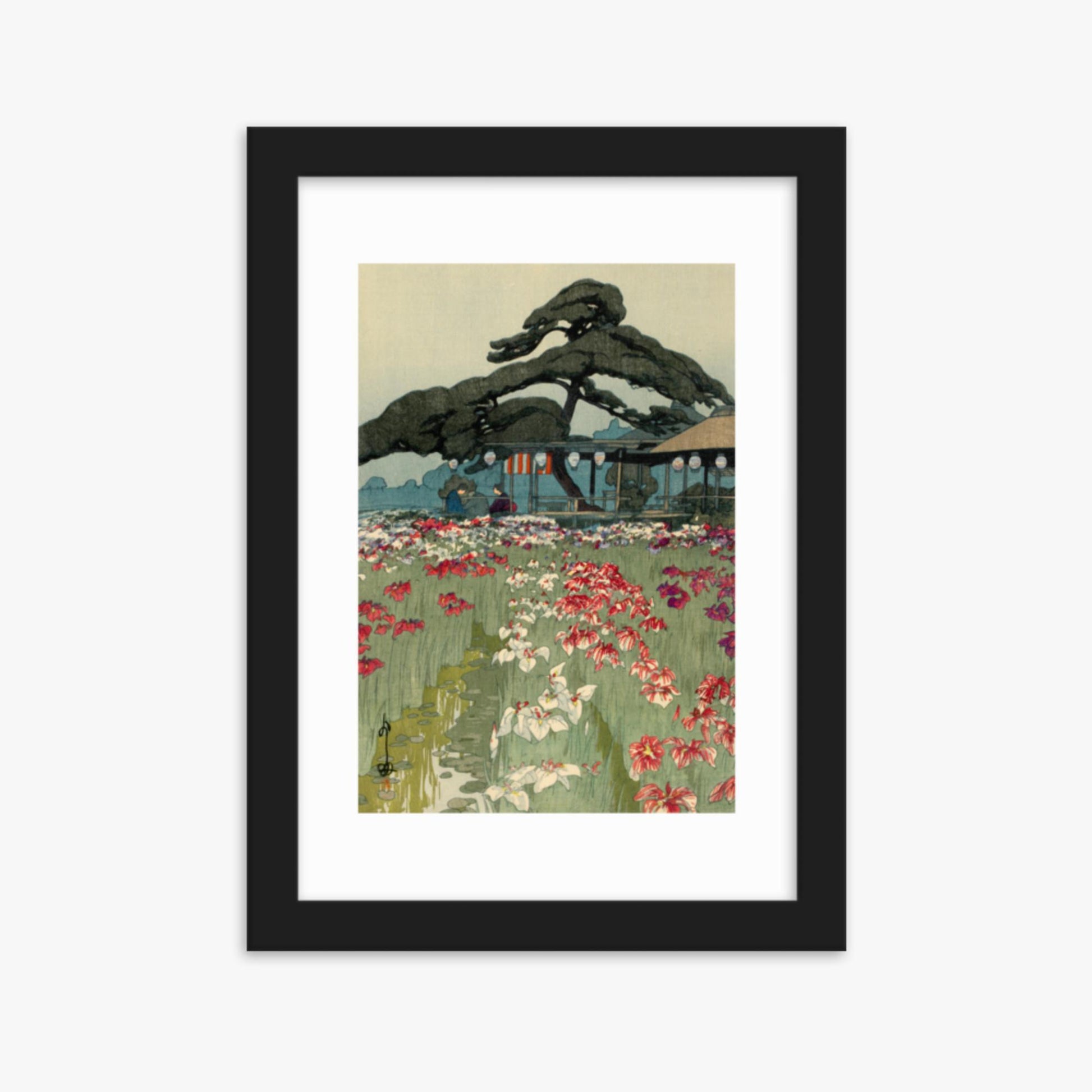 Hiroshi Yoshida: Iris Garden in Horikiri, from the series, Twelve Scenes of Tokyo - 21x30 cm Poster With Black Frame