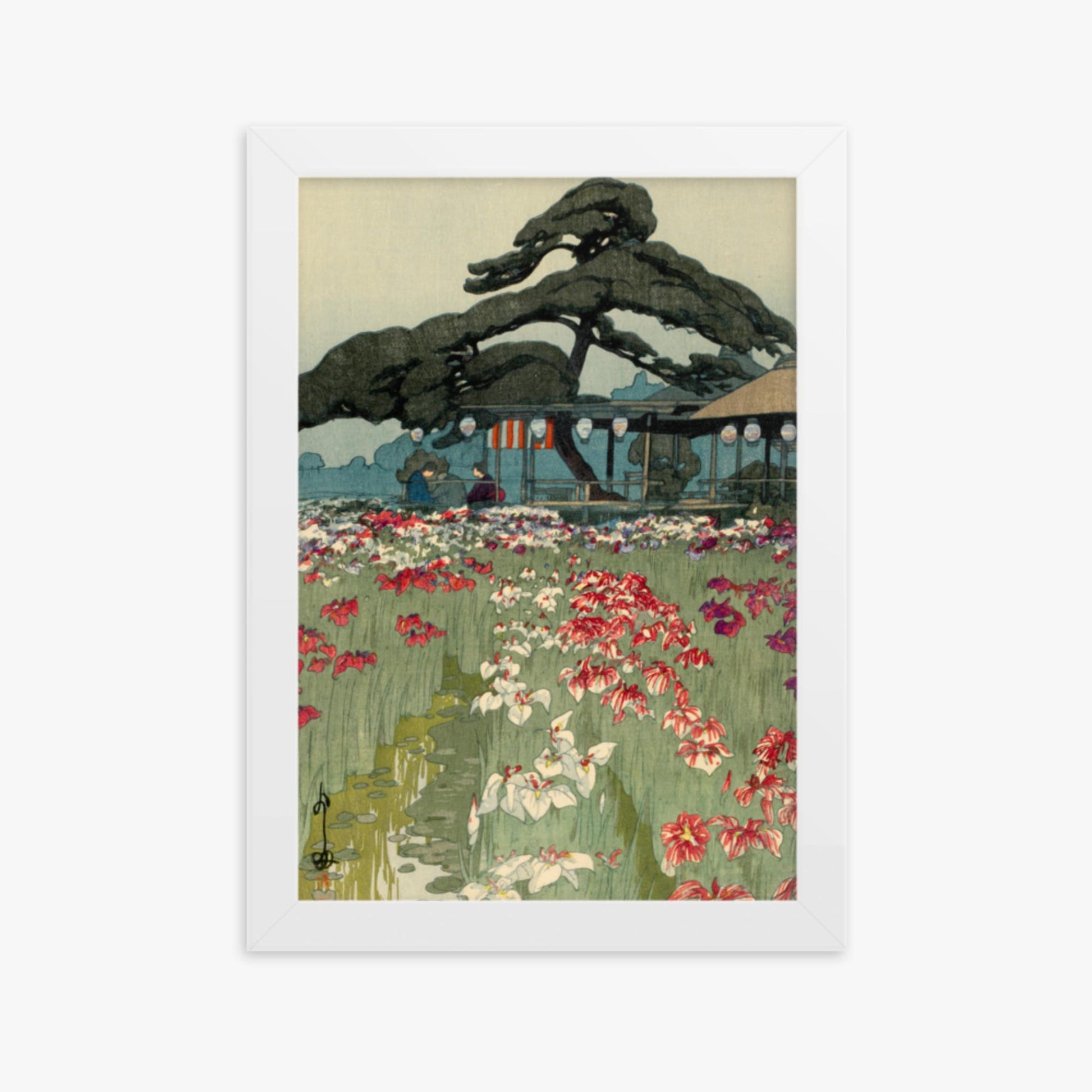 Hiroshi Yoshida: Iris Garden in Horikiri, from the series, Twelve Scenes of Tokyo - 21x30 cm Poster With White Frame