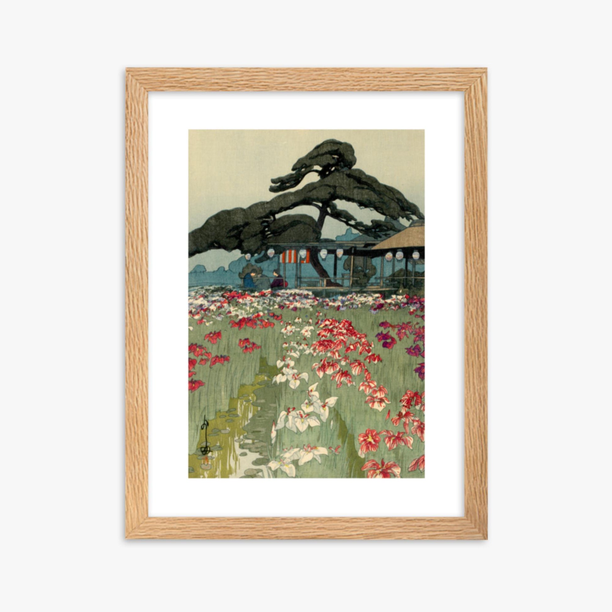 Hiroshi Yoshida: Iris Garden in Horikiri, from the series, Twelve Scenes of Tokyo - 30x40 cm Poster With Oak Frame