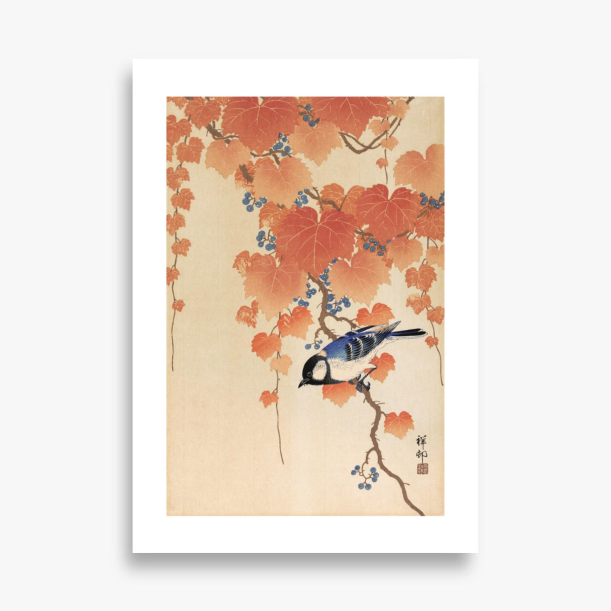 Ohara Koson - Great tit on paulownia branch 70x100 cm Poster