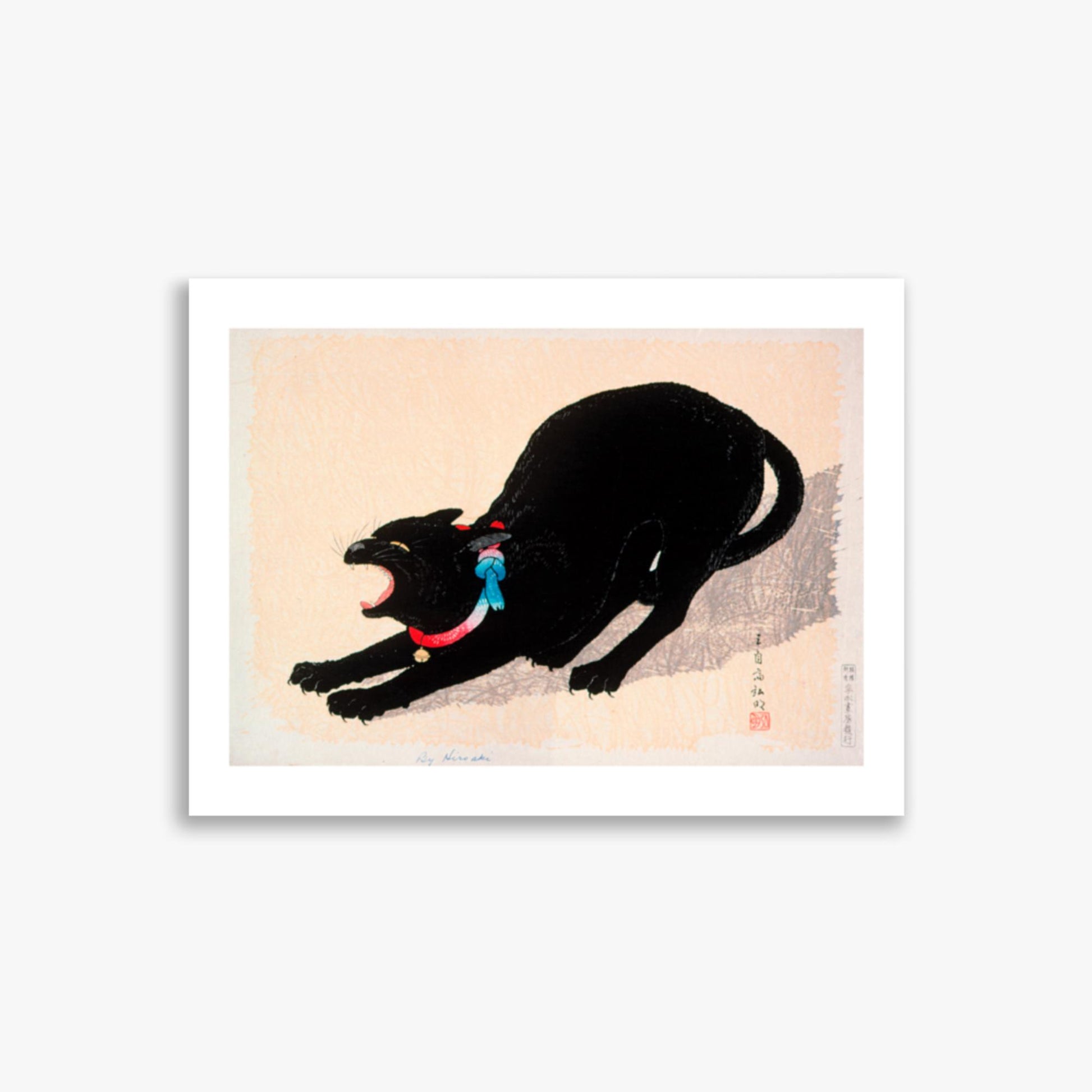 Takahashi Hiroaki (Shōtei) - Black Cat Hissing 30x40 cm Poster