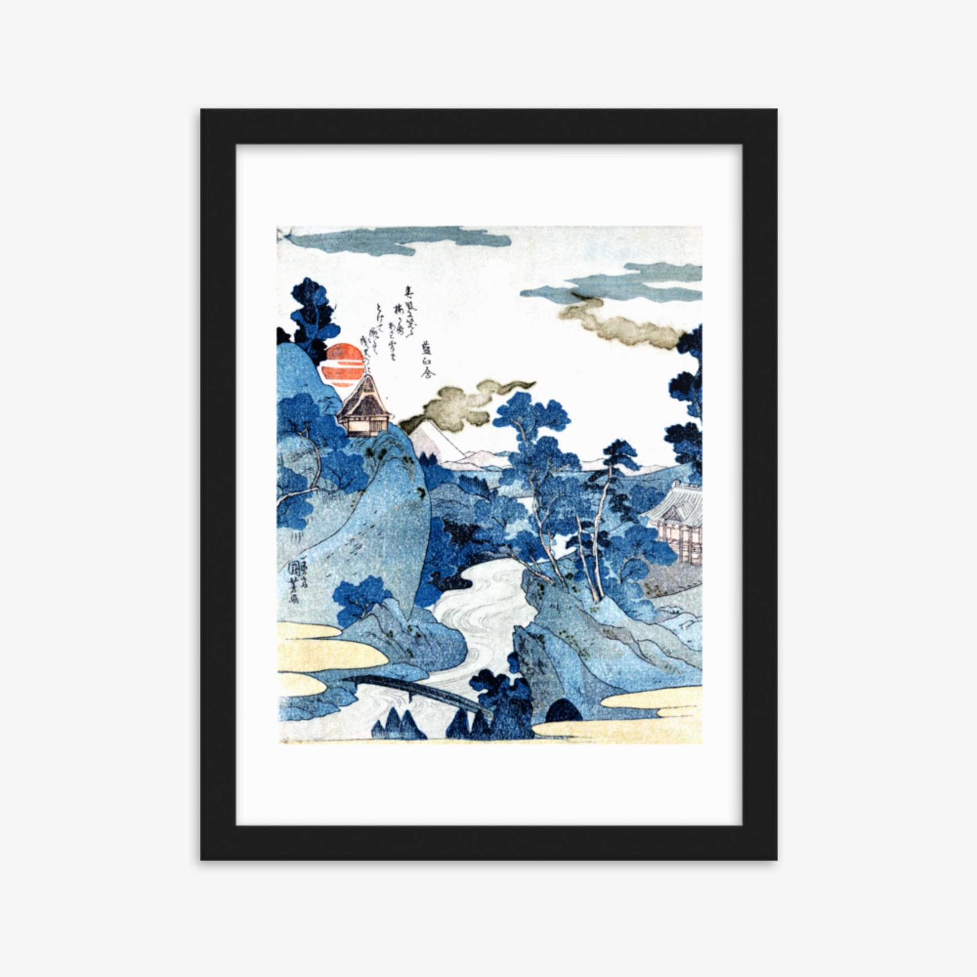 Utagawa Kuniyoshi - An evening view of Fuji 30x40 cm Poster With Black Frame