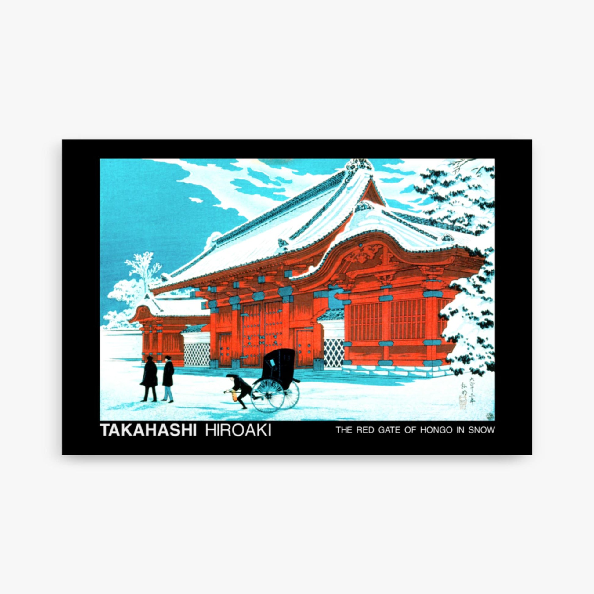 Hiroaki Takahashi - The Red Gate of Hongo in Snow - Decoration 61x91 cm Poster