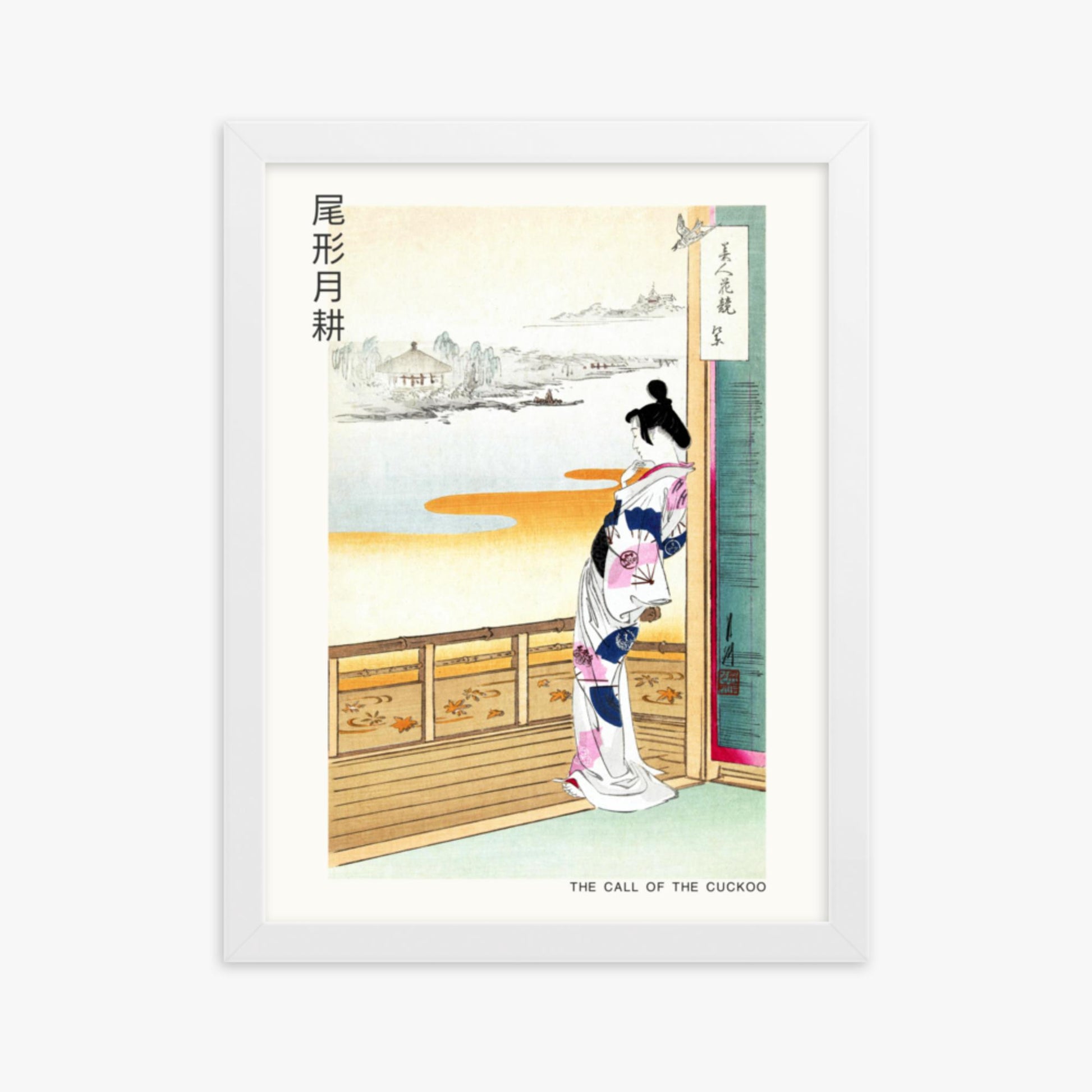 Ogata Gekko - The Call of the Cuckoo - Decoration 30x40 cm Poster With White Frame