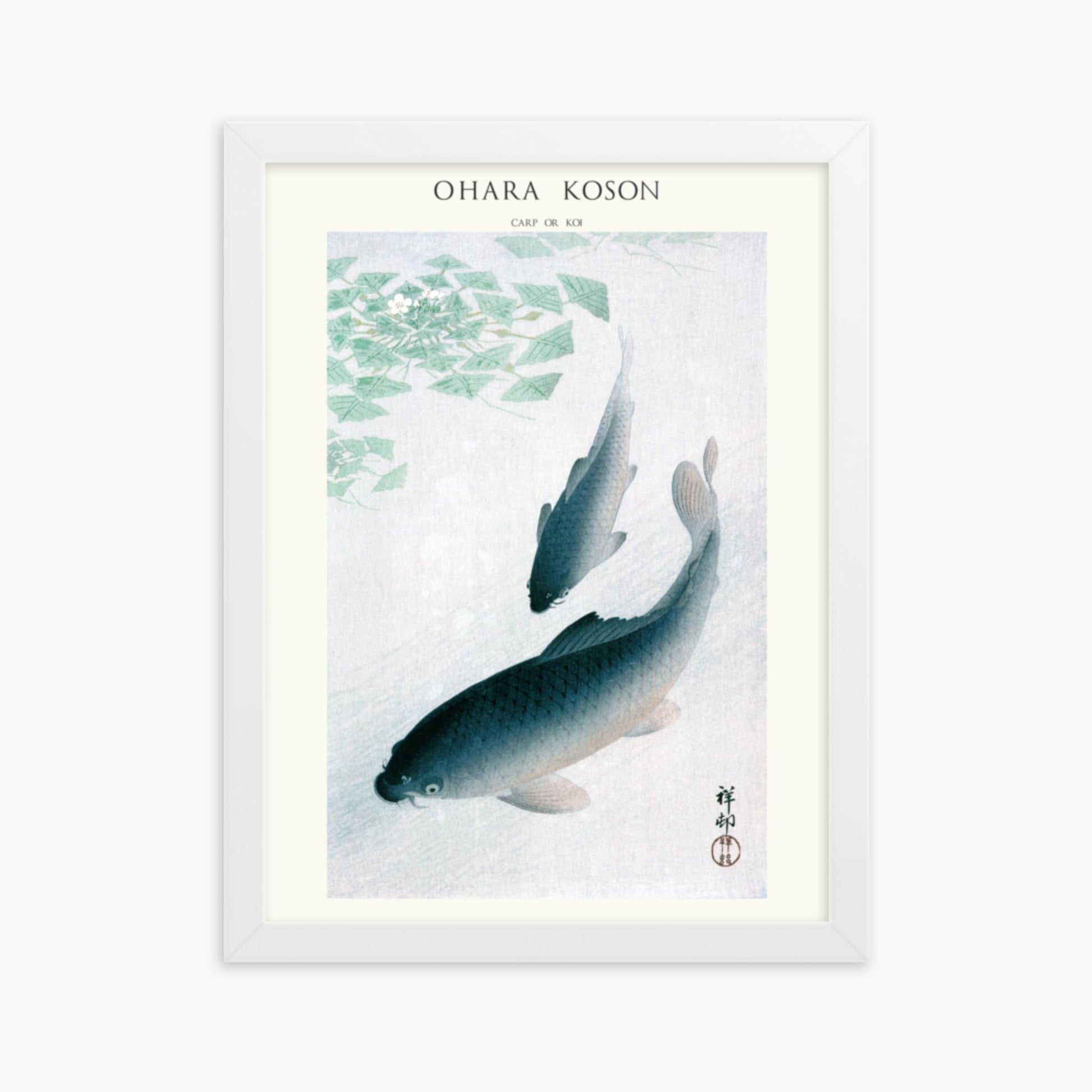 Ohara Koson - Carp or Koi - Decoration 30x40 cm Poster With White Frame