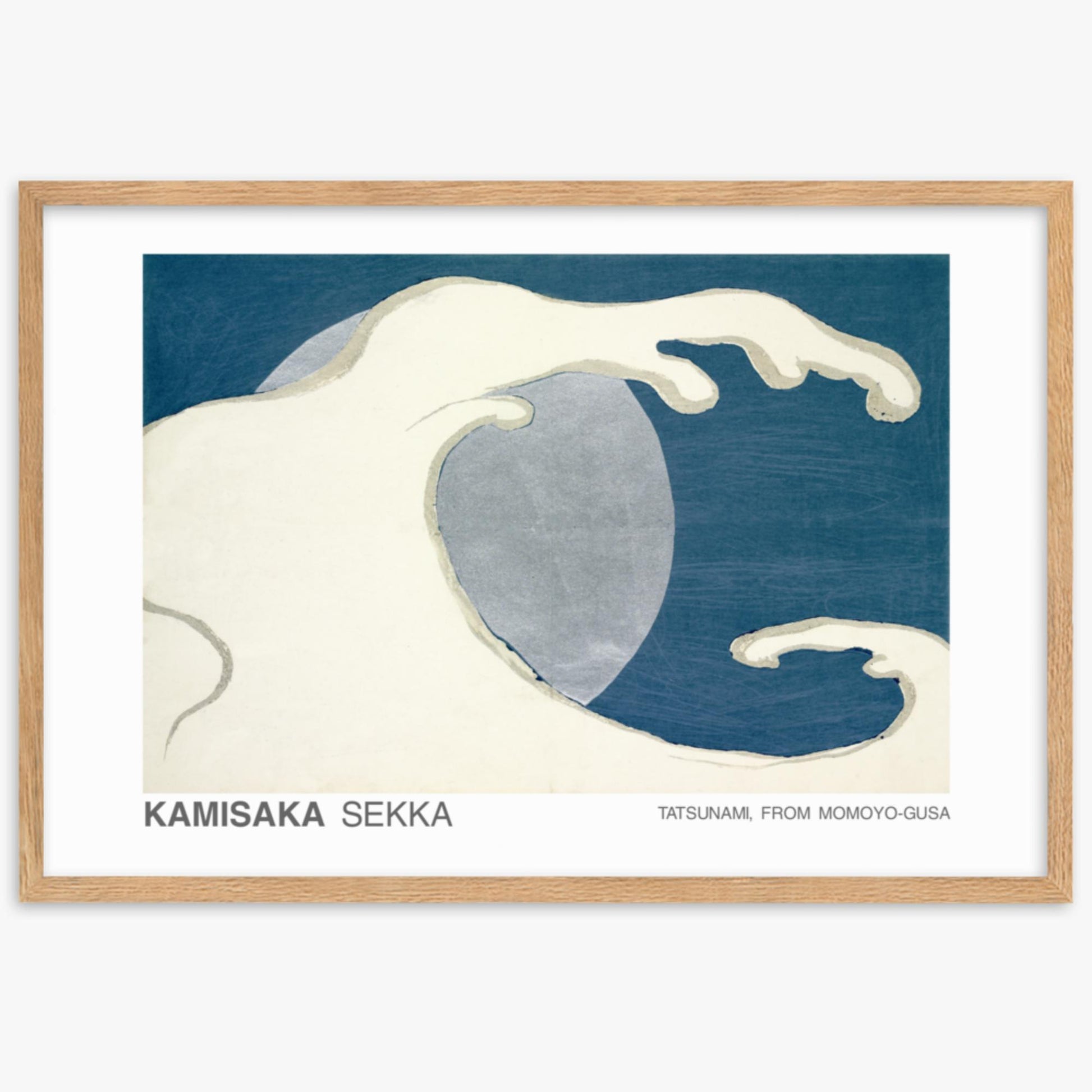 Kamisaka Sekka: Tatsunami, from Momoyo-gusa - Japandi - 61x91 cm Poster With Oak Frame