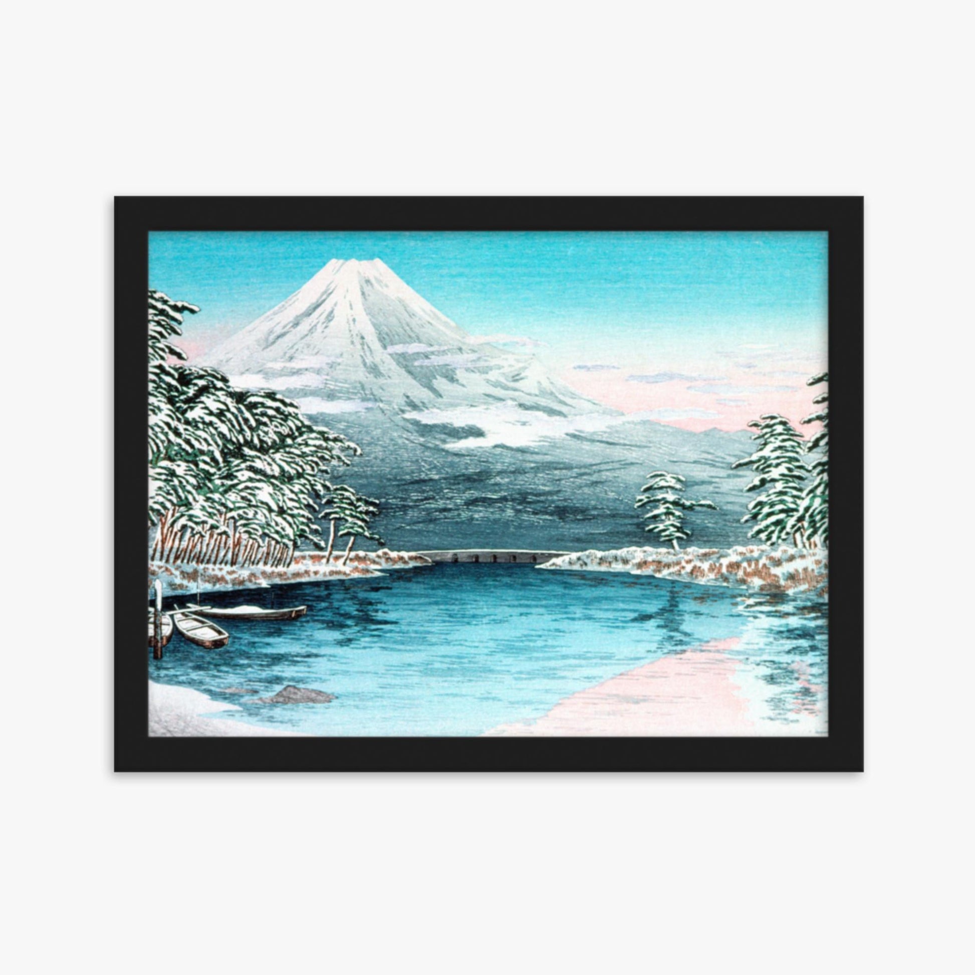 Takahashi Hiroaki (Shōtei) - Mt. Fuji from Tagonoura, Snow Scene 30x40 cm Poster With Black Frame