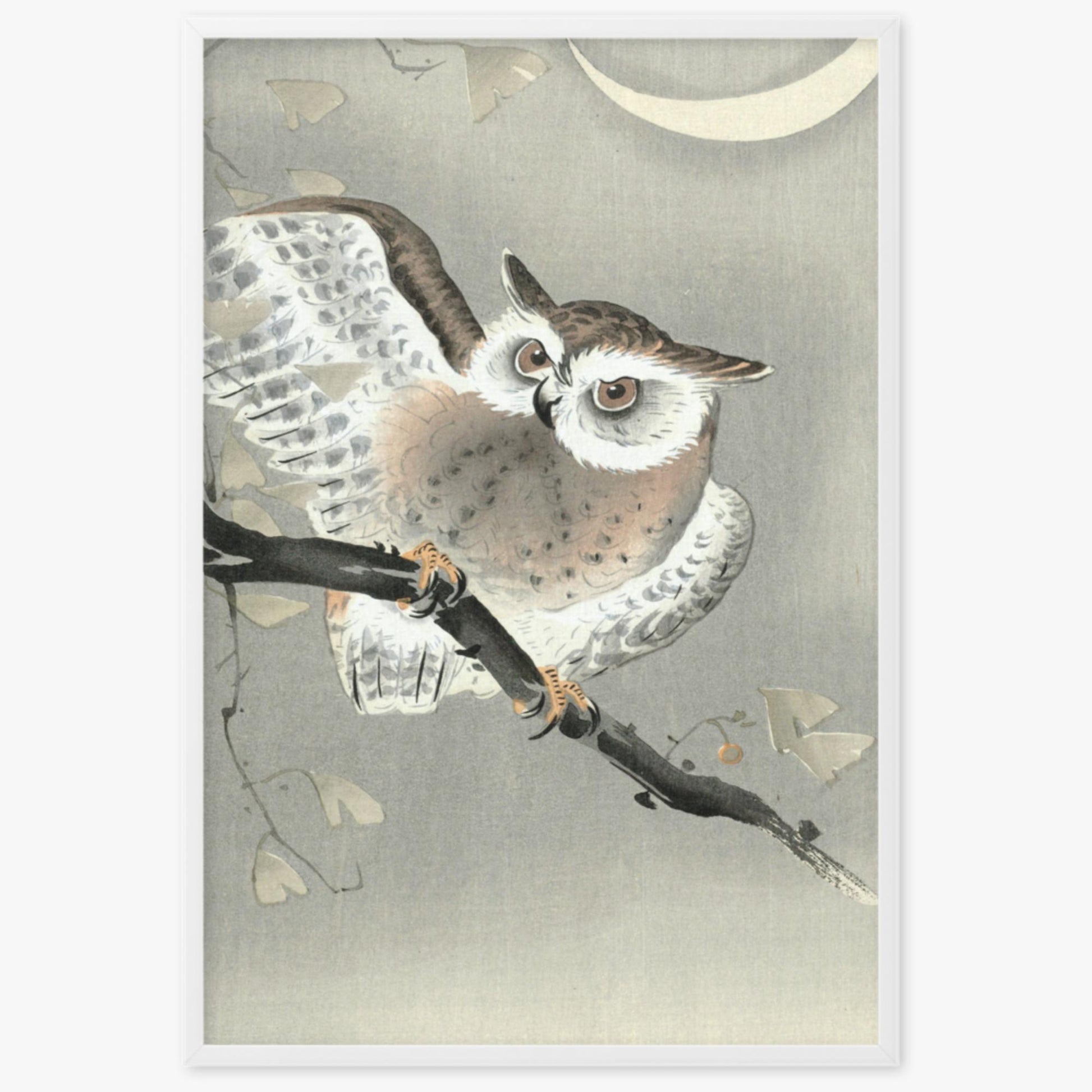 Ohara Koson - Long-Eared Owl in Ginkgo 61x91 cm Poster With White Frame