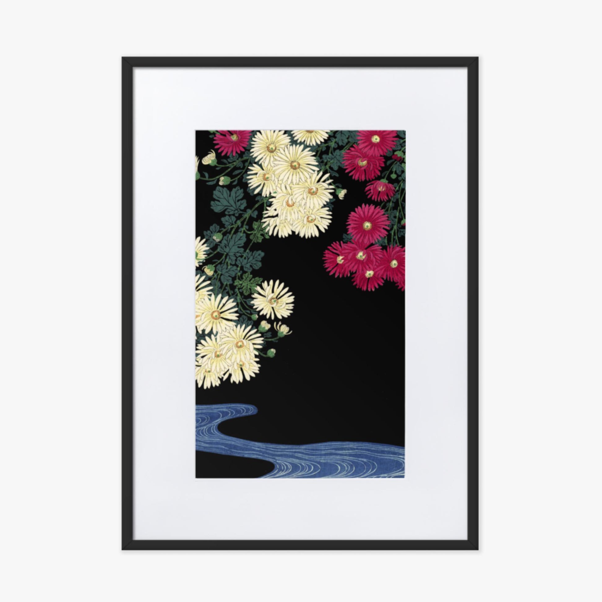 Ohara Koson - Chrysanthemums 50x70 cm Poster With Black Frame