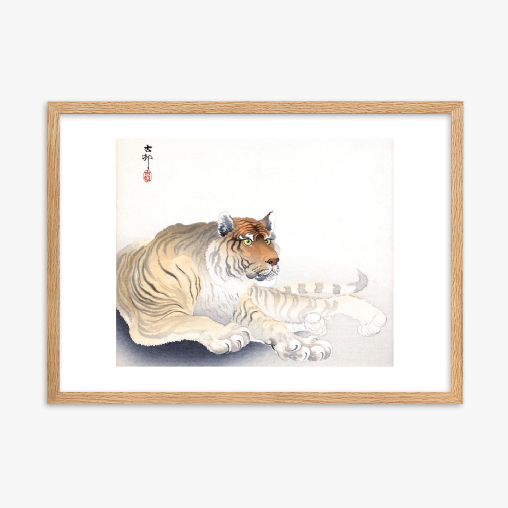 Ohara Koson - Tiger 50x70 cm Poster With Oak Frame