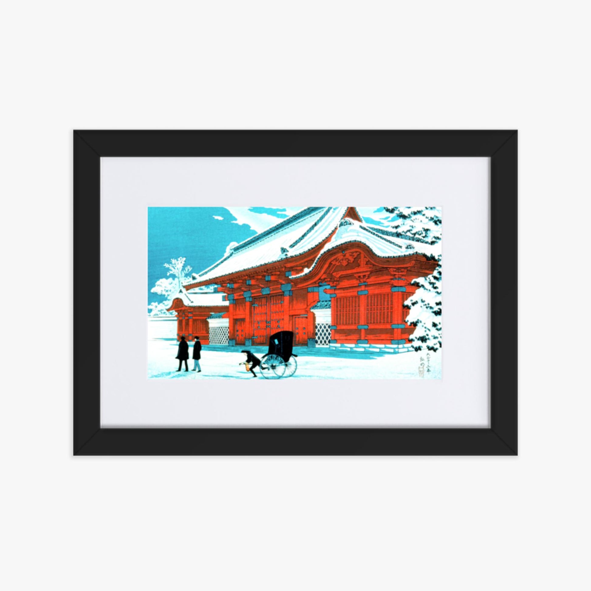 Takahashi Hiroaki (Shōtei) - The Red Gate of Hongo in Snow 21x30 cm Poster With Black Frame