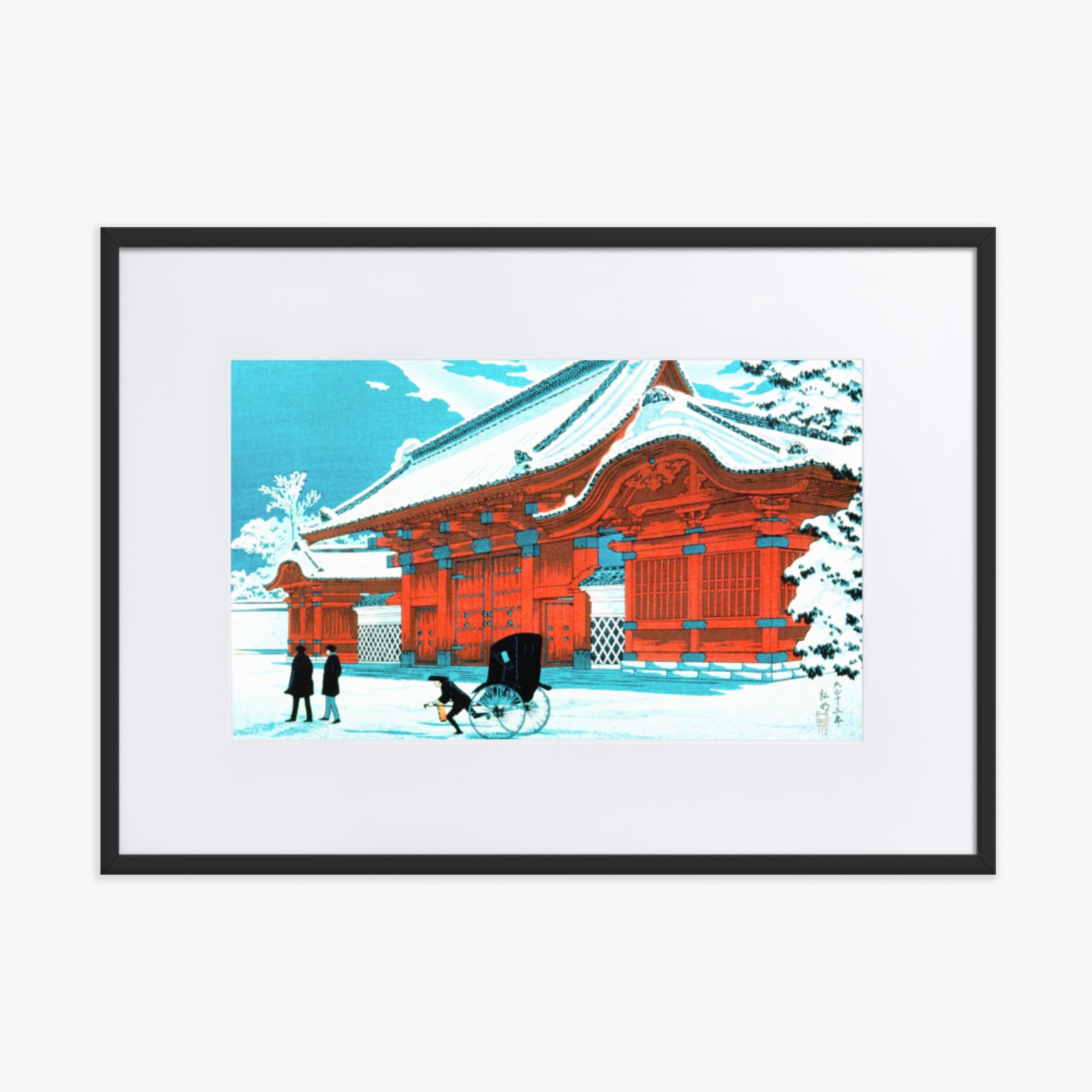 Takahashi Hiroaki (Shōtei) - The Red Gate of Hongo in Snow 50x70 cm Poster With Black Frame