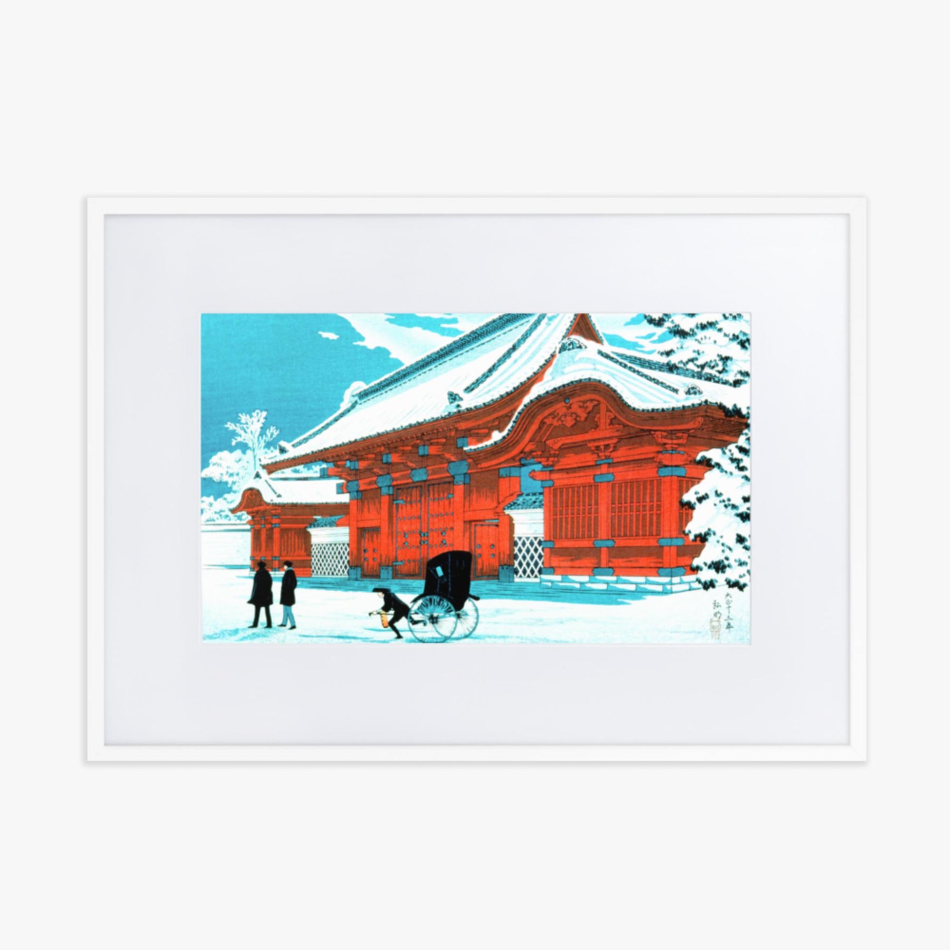 Takahashi Hiroaki (Shōtei) - The Red Gate of Hongo in Snow 50x70 cm Poster With White Frame