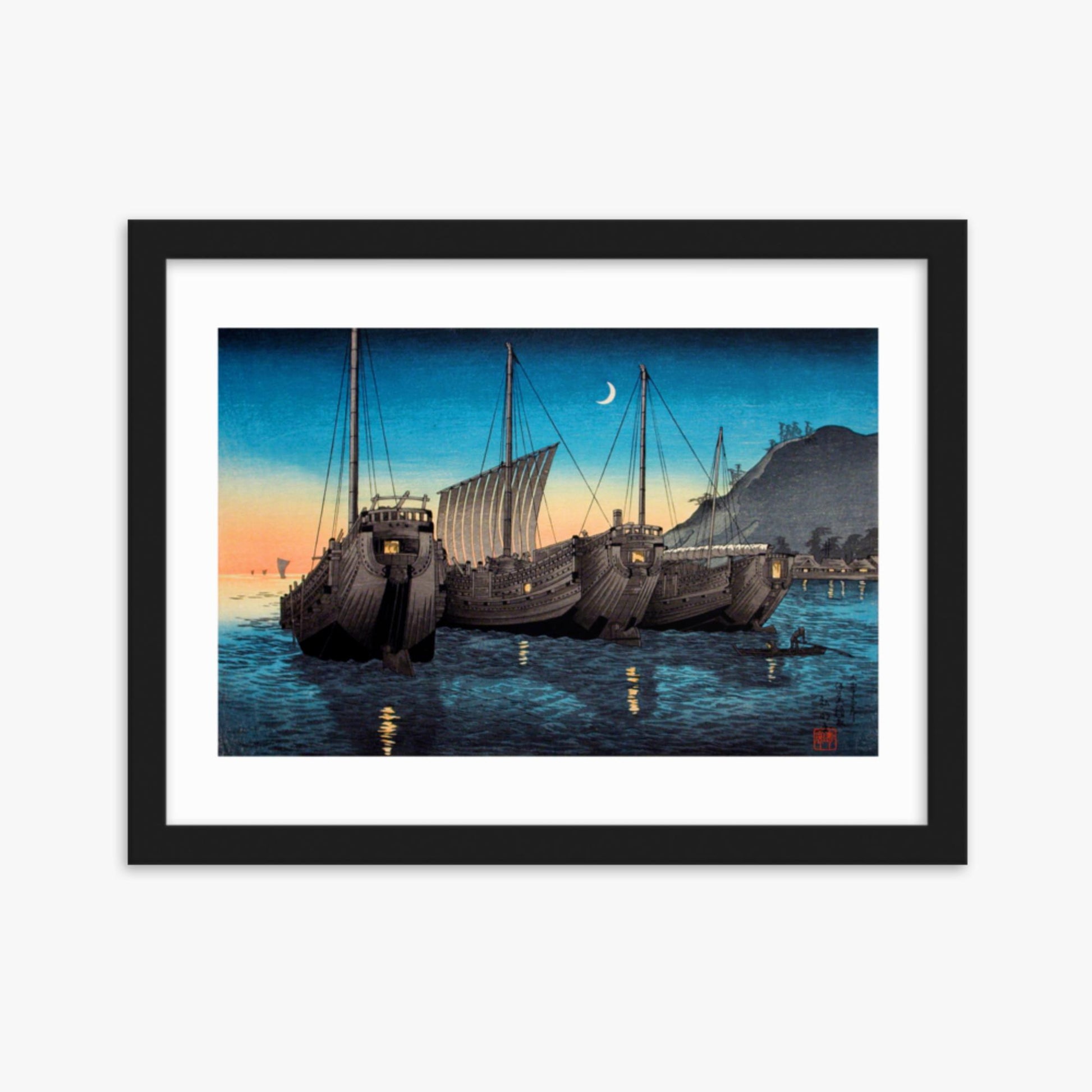 Takahashi Hiroaki (Shōtei) - Junks in Inatori Bay, Izu 30x40 cm Poster With Black Frame