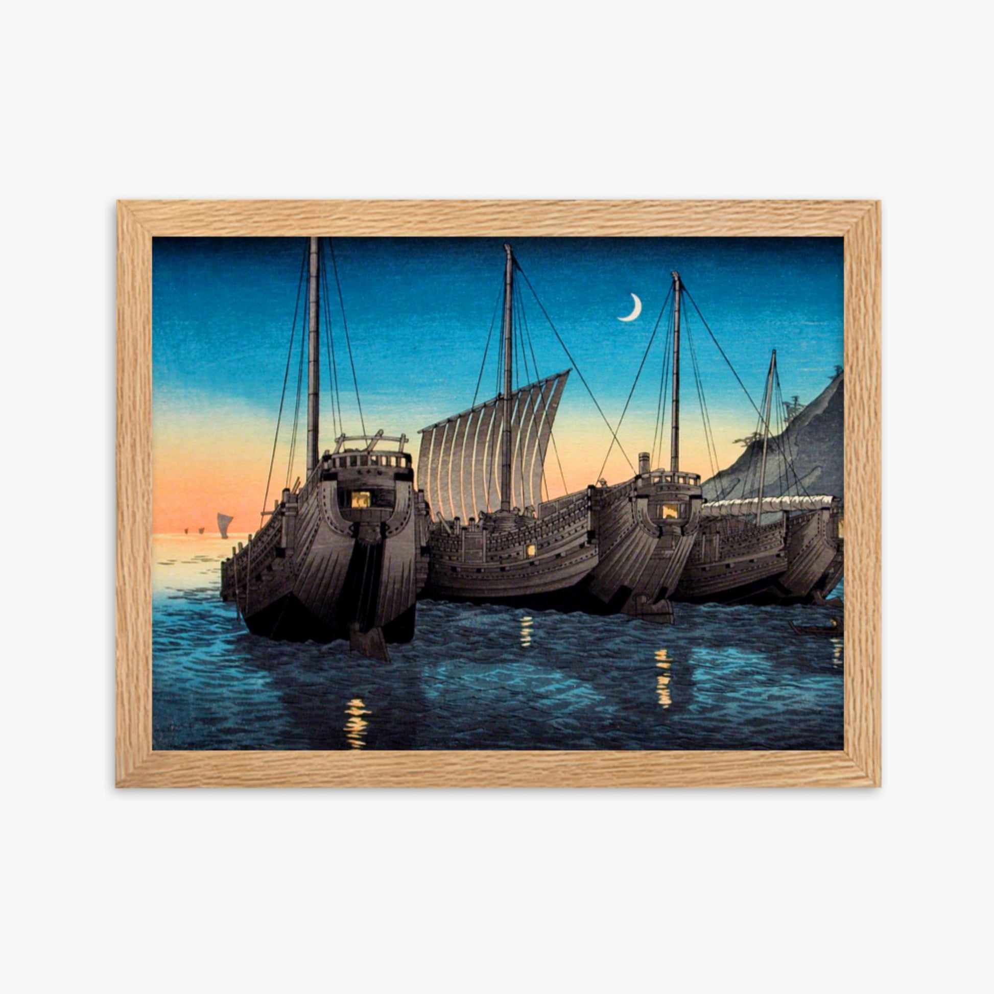 Takahashi Hiroaki (Shōtei) - Junks in Inatori Bay, Izu 30x40 cm Poster With Oak Frame