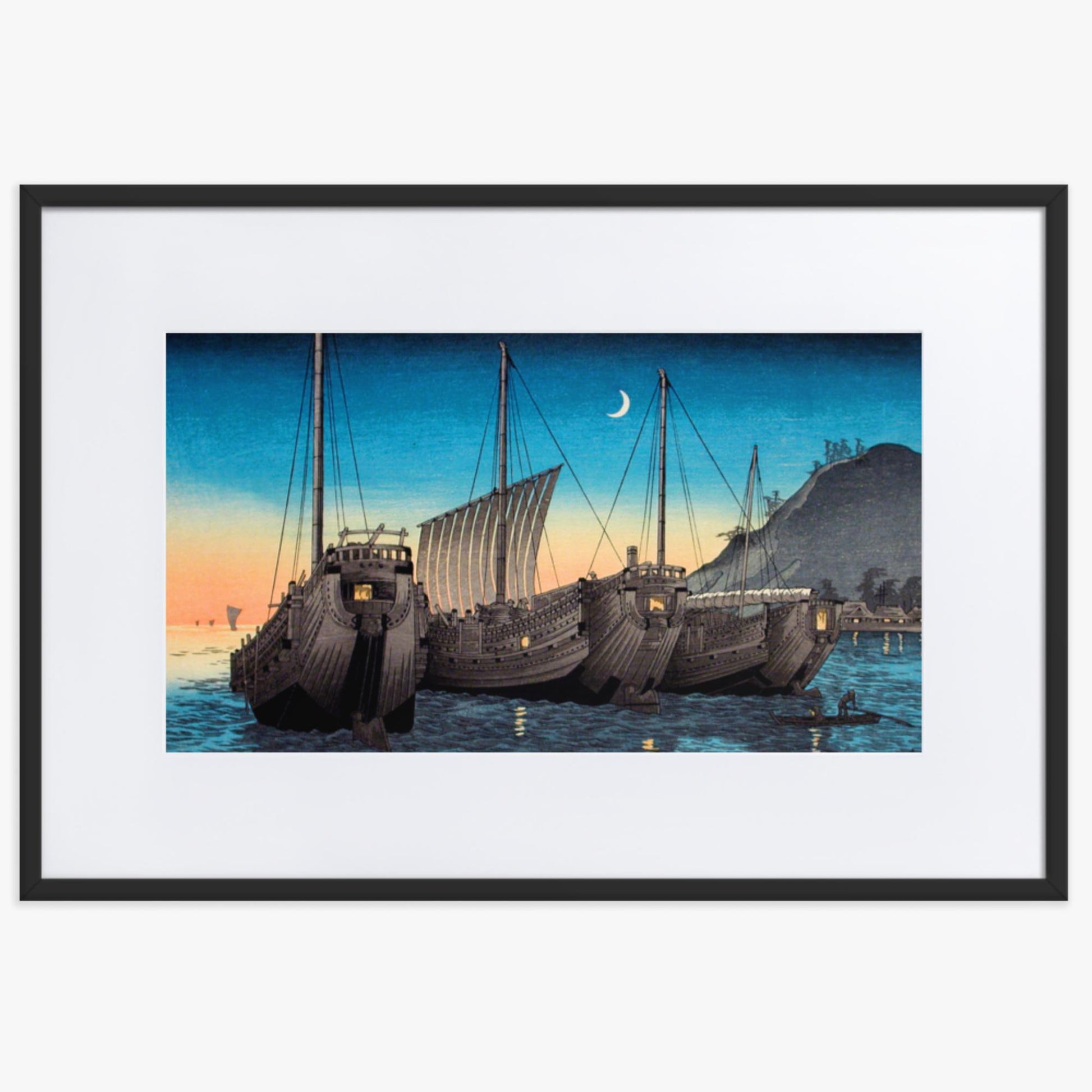 Takahashi Hiroaki (Shōtei) - Junks in Inatori Bay, Izu 61x91 cm Poster With Black Frame