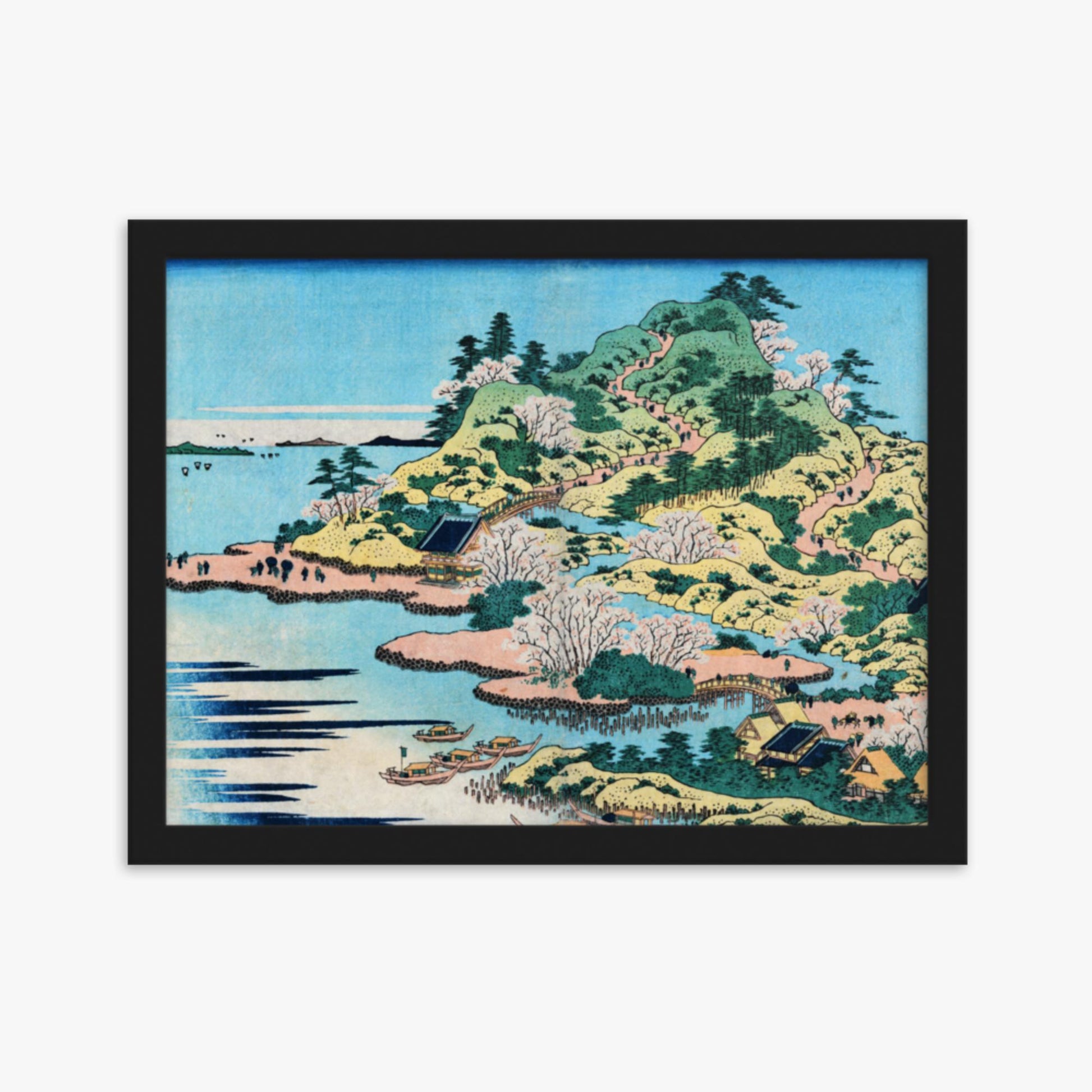 Katsushika Hokusai - Sesshu Ajigawaguchi Tenposan  30x40 cm Poster With Black Frame