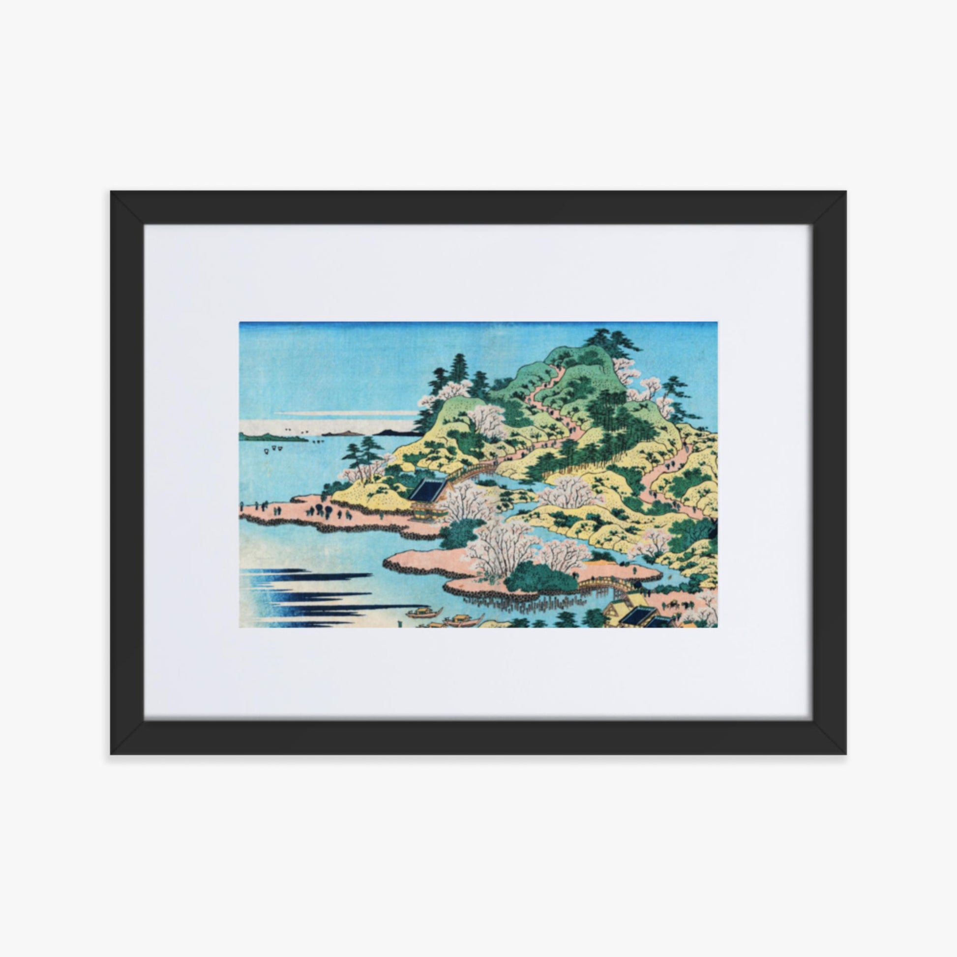 Katsushika Hokusai - Sesshu Ajigawaguchi Tenposan  30x40 cm Poster With Black Frame